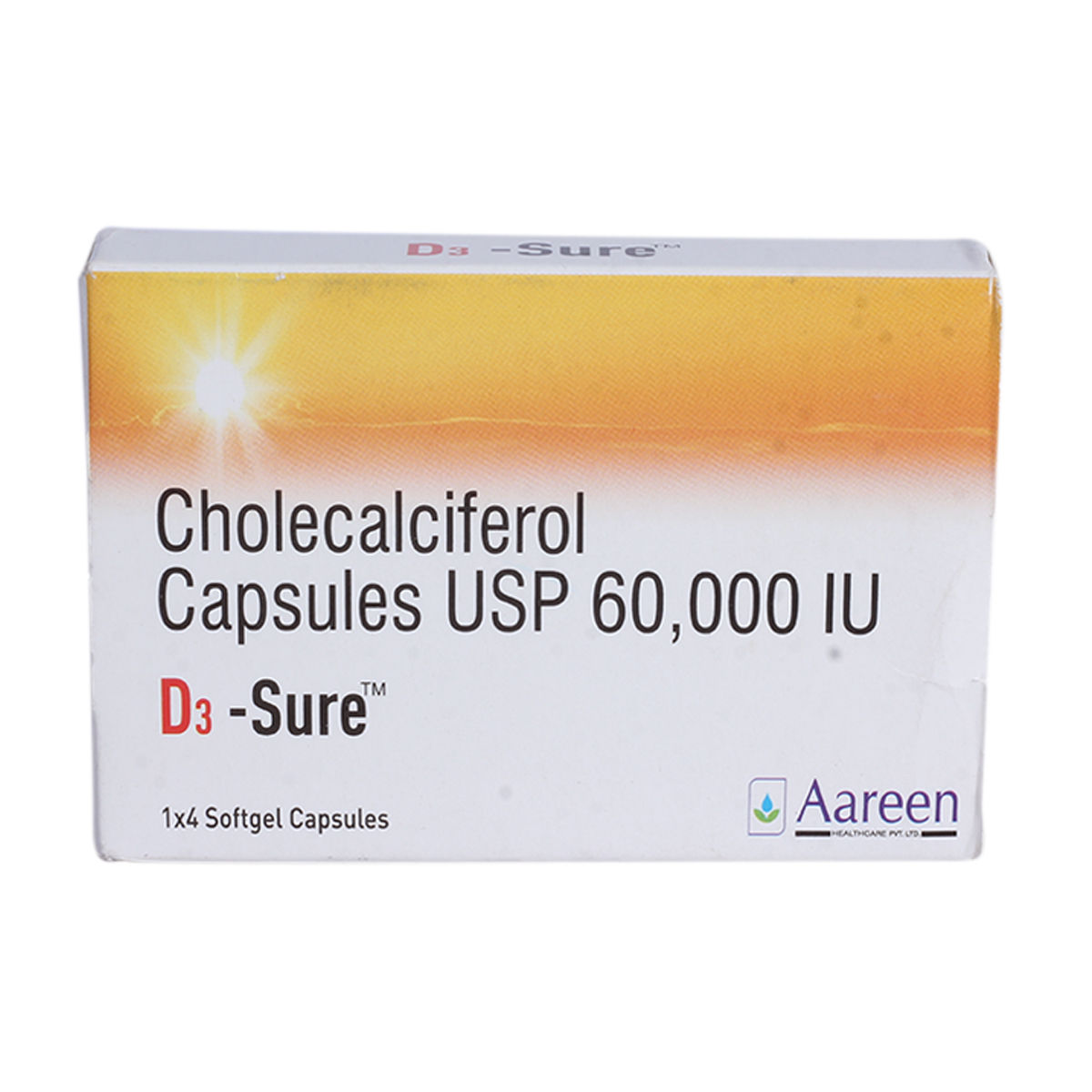 D3 Sure Soft Gelatin Capsule 4's Price, Uses, Side Effects, Composition ...