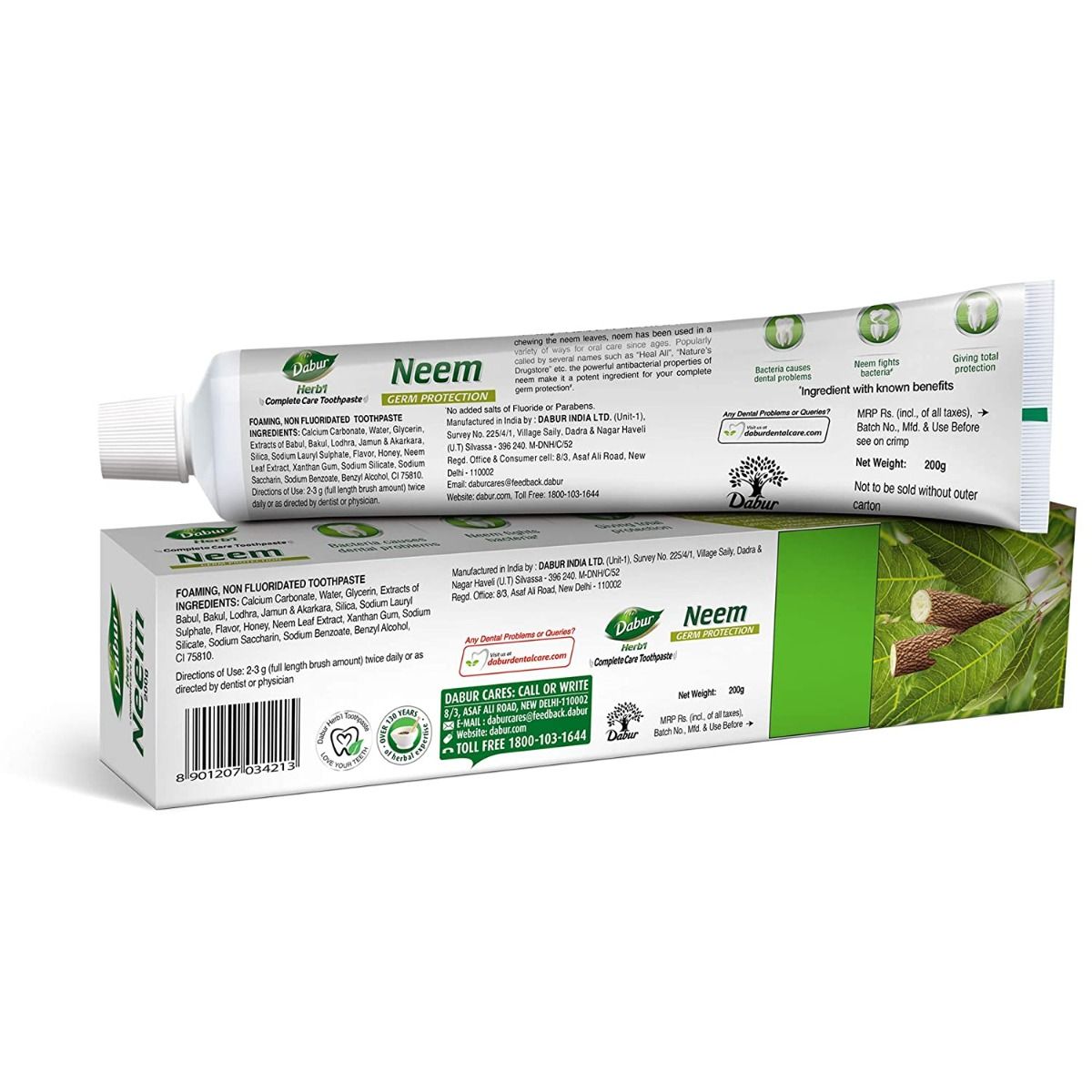 Dabur Herb'l Neem Germ Protection Toothpaste, 100 gm Price, Uses, Side