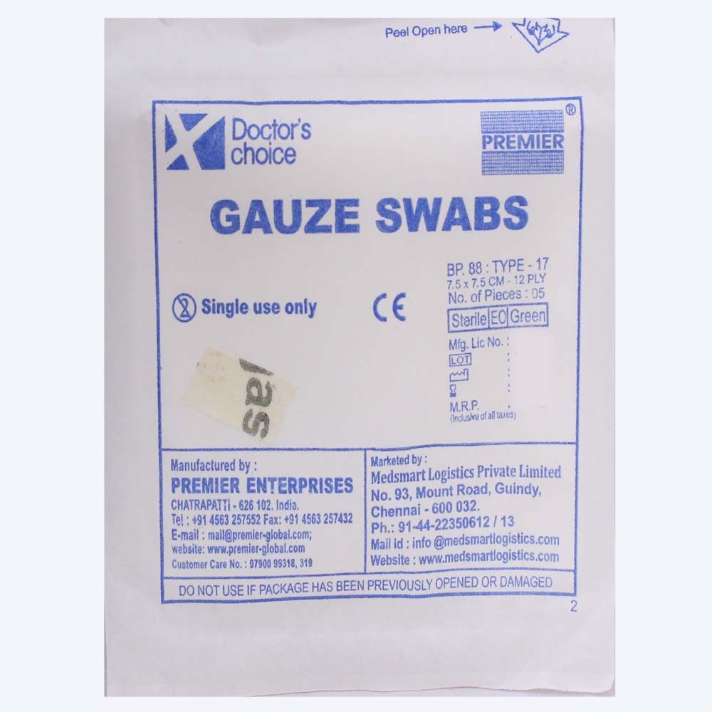 Buy Doctor's Choice Gauze Swab 7.5 x 7.5 cm, 5 Count Online