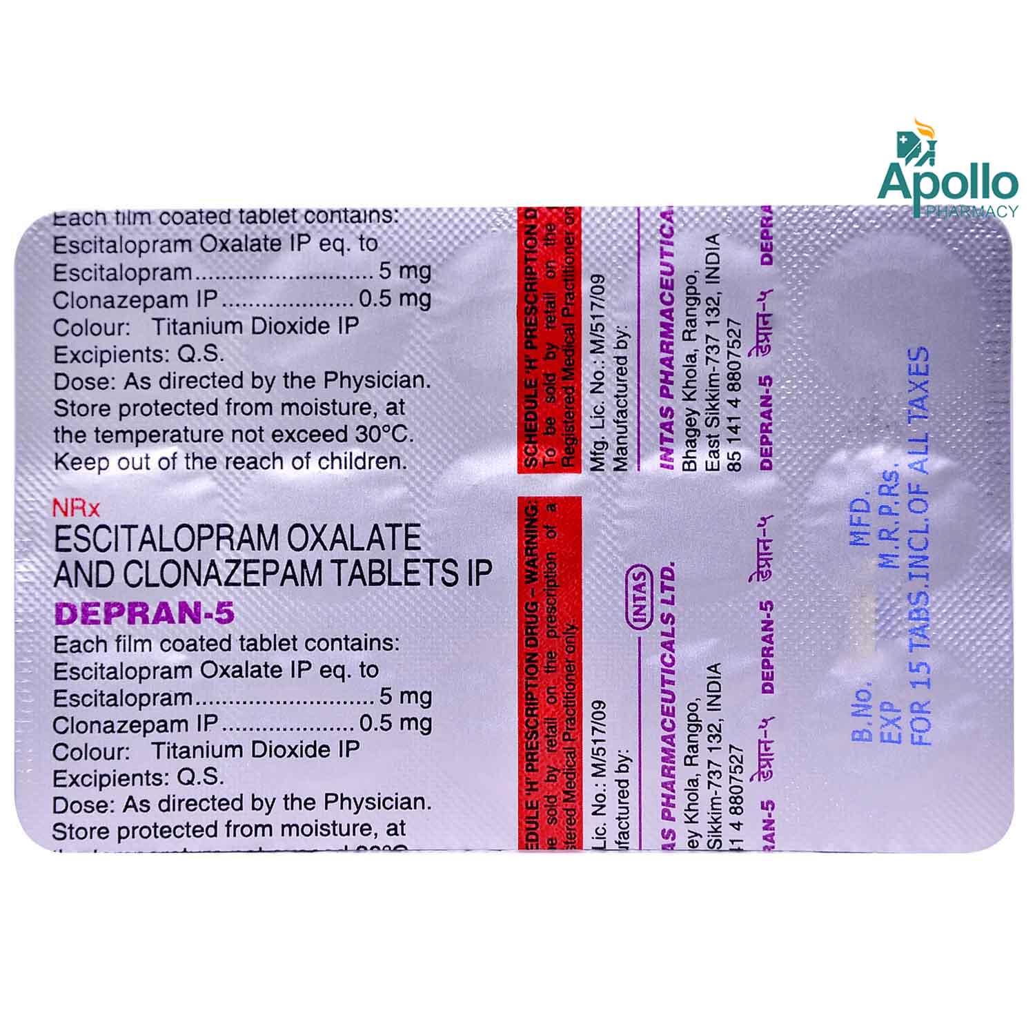 Depran 5 mg Tablet 10's Price, Uses, Side Effects, Composition - Apollo ...