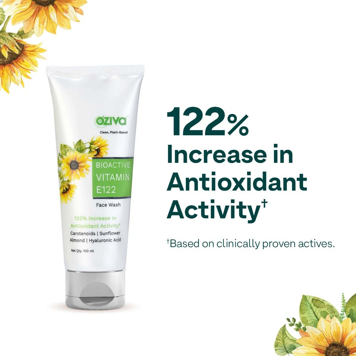 OZiva Bioactive Vitamin E122 Face Wash, 100 ml, Pack of 1 