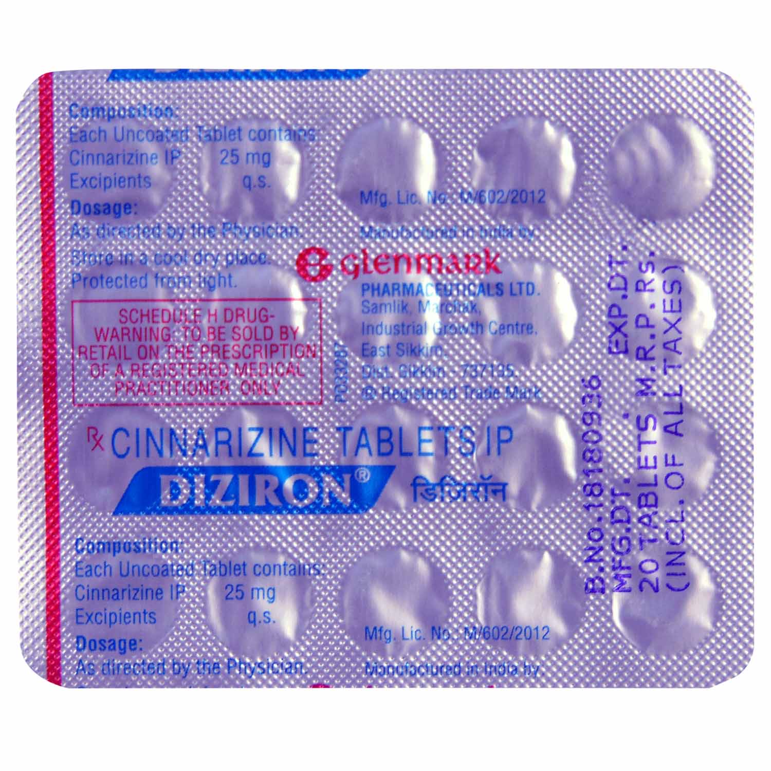Diziron Tablet 20's, Pack of 20 TABLETS