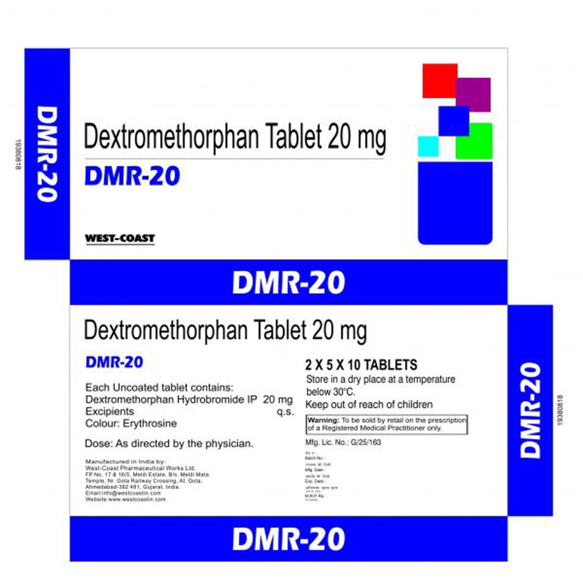 DMR 20 Tablet 10's, Pack of 10 TABLETS
