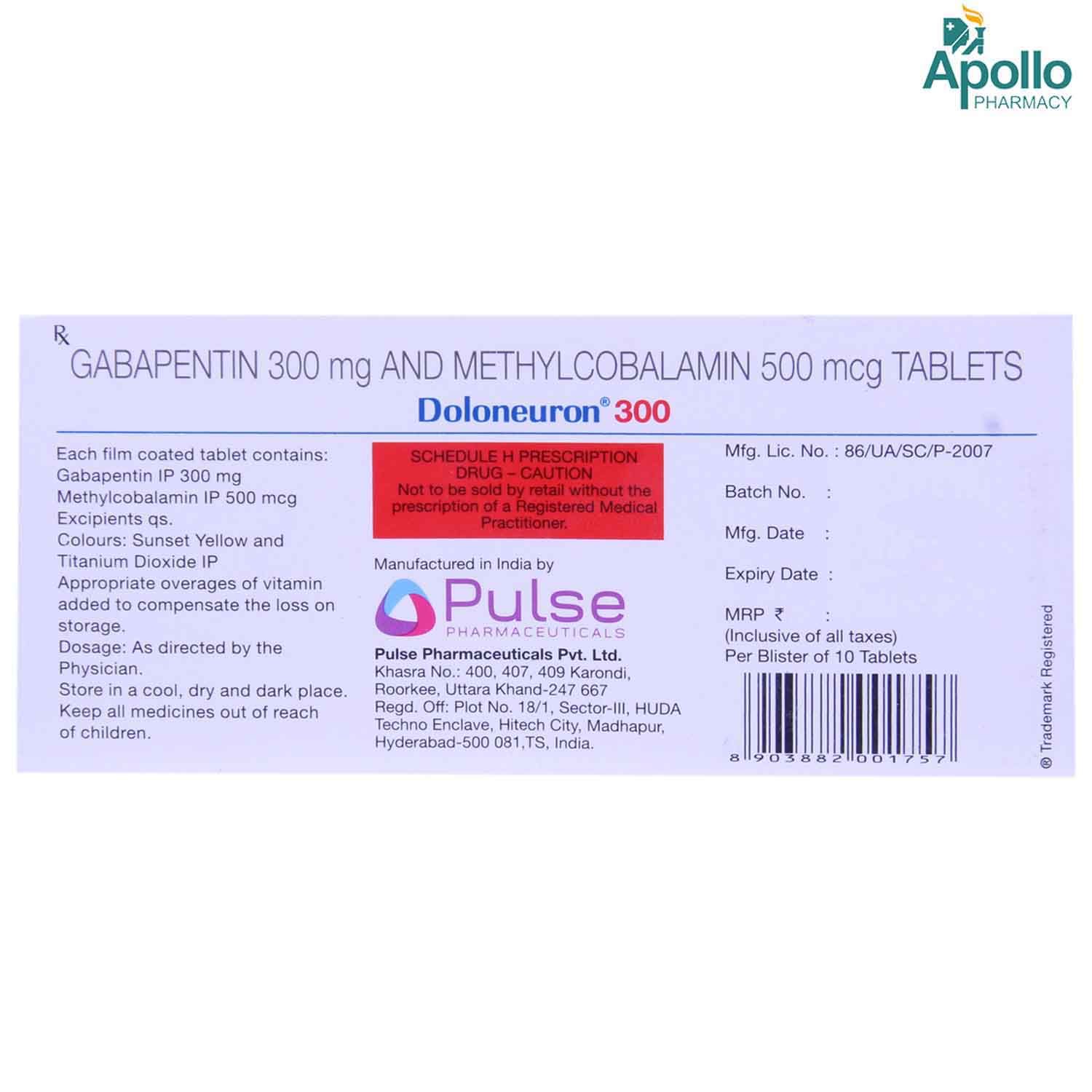Doloneuron 300 Tablet 10's, Pack of 10 TABLETS