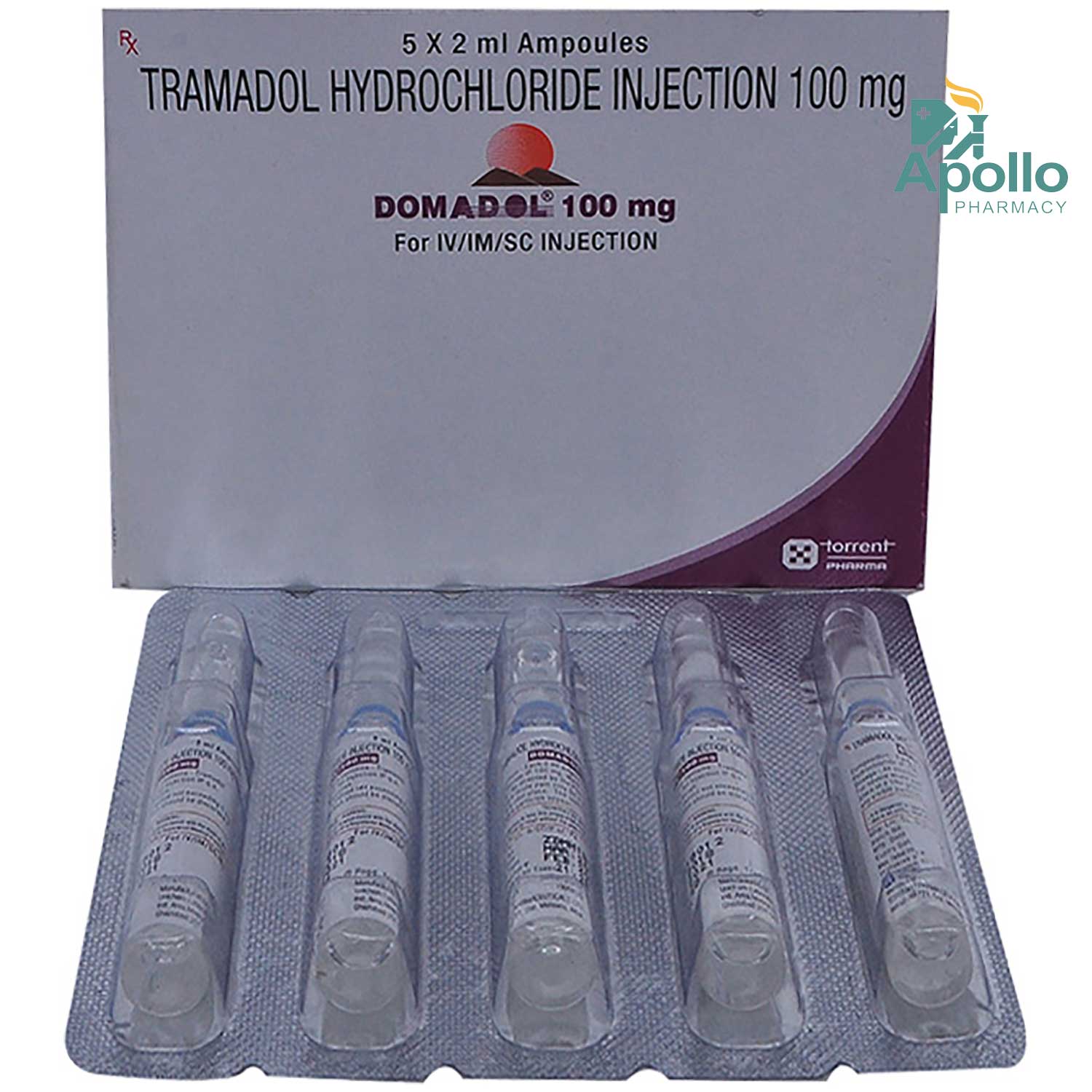Domadol 100 mg Injection 2 ml, Pack of 1 INJECTION