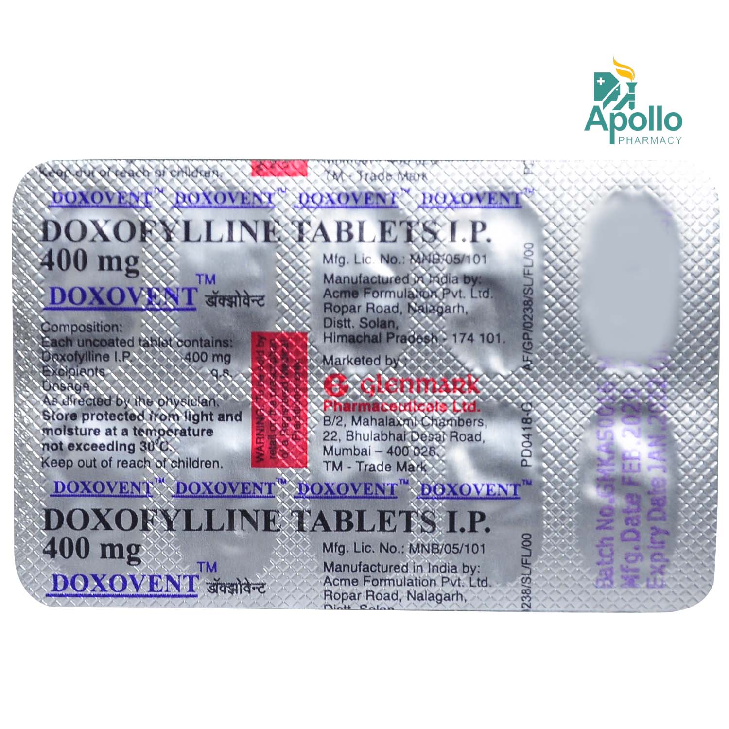 Doxovent Tablet 10's Price, Uses, Side Effects, Composition Apollo