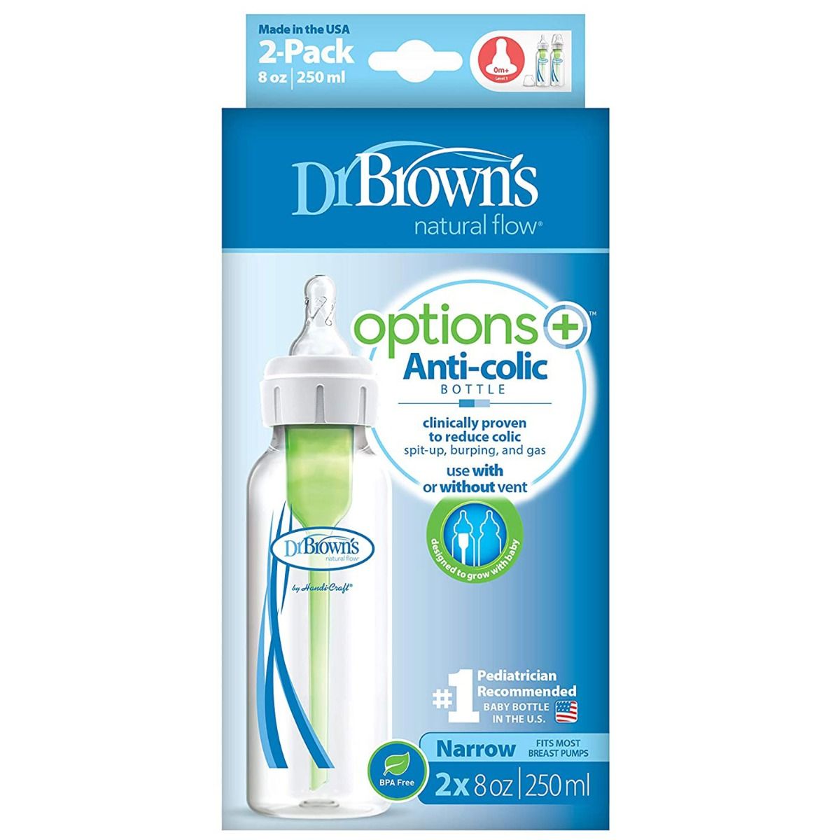 Buy Dr.Brown's Options+ Anti-colic Narrow Bottle 250 ml Online
