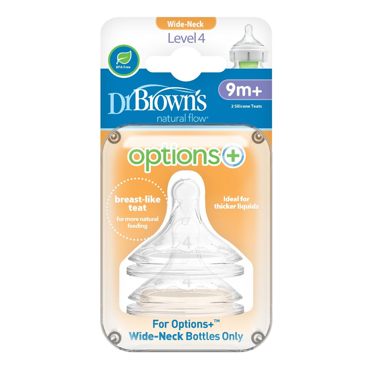 Buy Dr.Brown's Level 4 Wide-Neck Silicone Options+ Nipple Pack, 2 Count Online