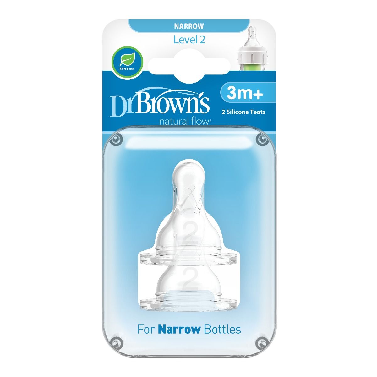 Buy Dr.Brown's Level 2 Silicone Narrow Neck Nipple Pack, 2 Count Online