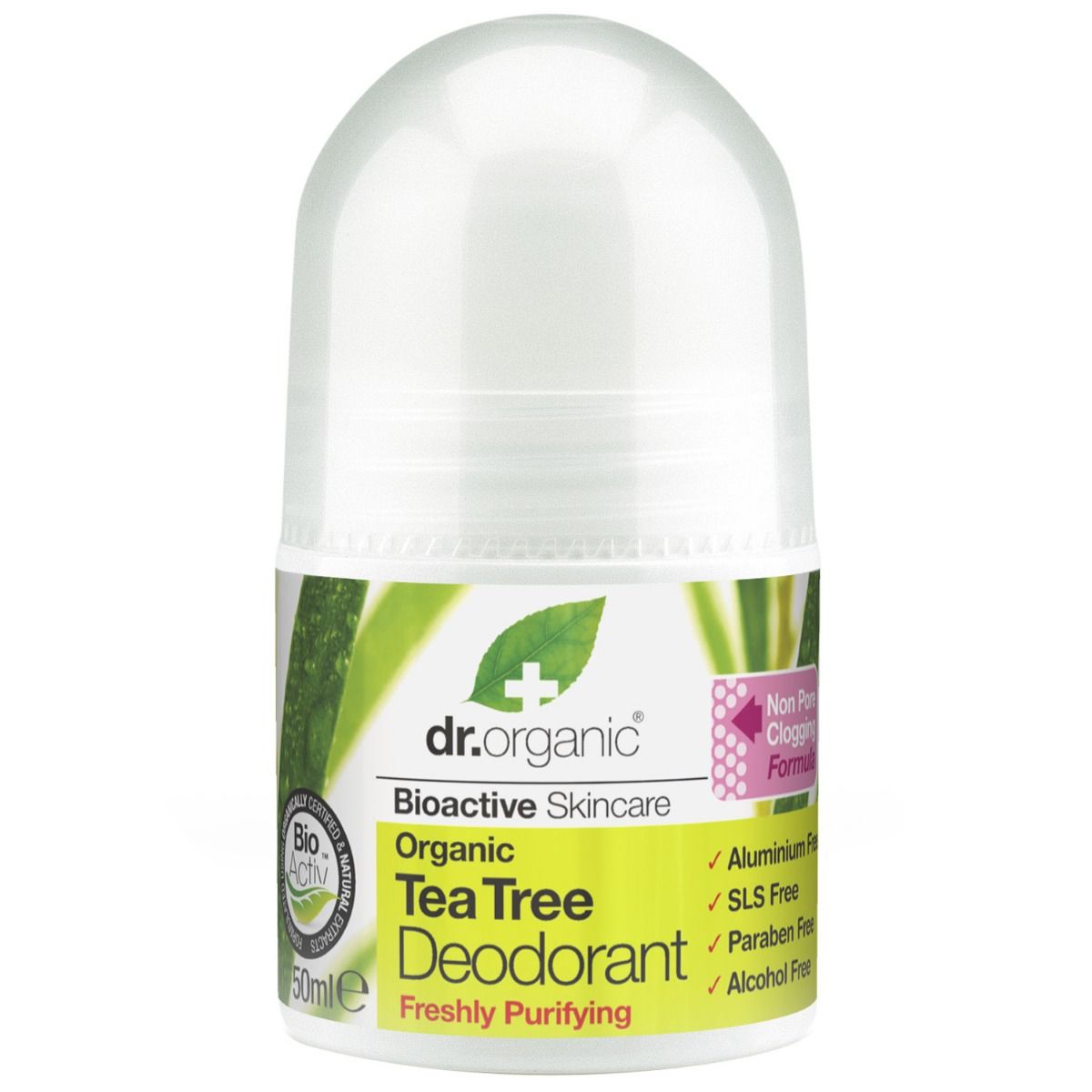dr.organic Tea Tree Deodorant Roll-On, 50 ml , Pack of 1 
