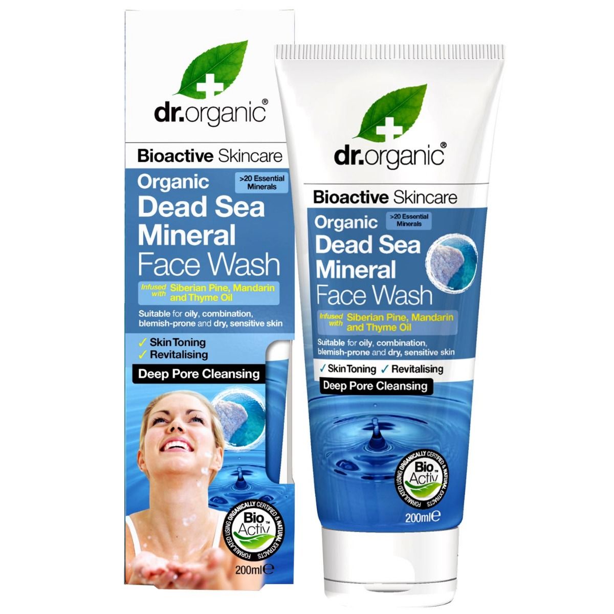 dr.organic Dead Sea Mineral Face Wash, 200 ml, Pack of 1 