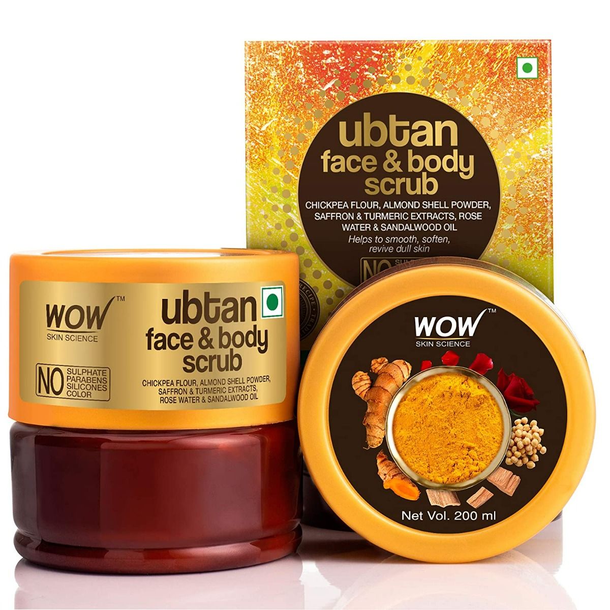 Buy Wow Skin Science Ubtan Face & Body Scrub, 200 ml Online