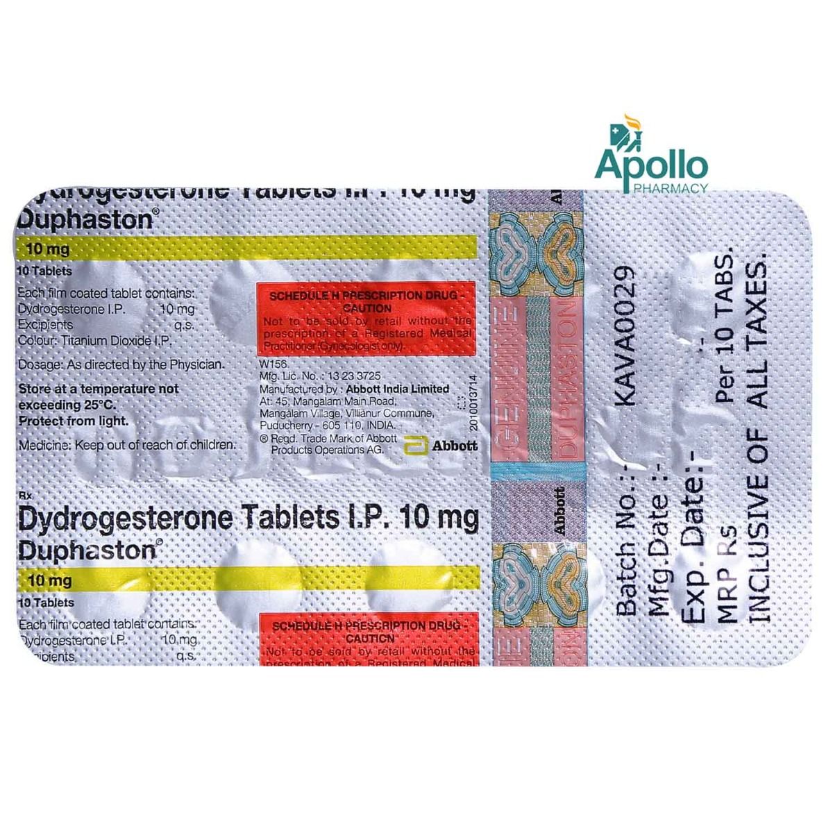 Duphaston 10 mg Tablet 10's, Pack of 10 TABLETS