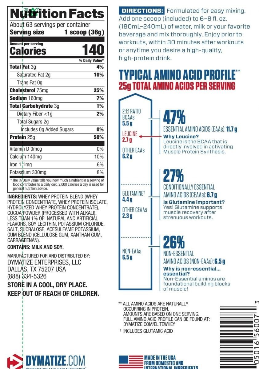 Dymatize Elite 100 Whey Protein Rich Chocolate Flavour Powder, 5 lb