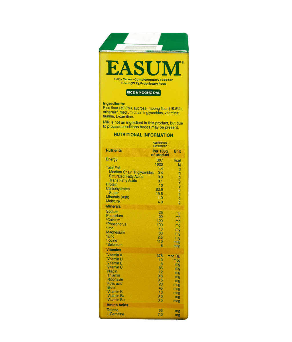 Easum Rice & Moong Dal Baby Cereal, 6 to 24 Months, 400 gm Refill Pack, Pack of 1 
