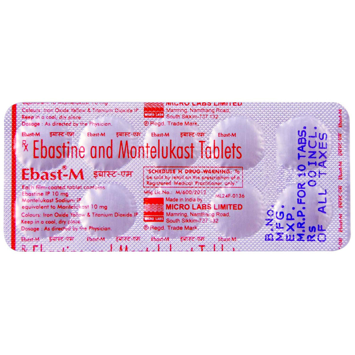 Ebast-M Tablet 10's Price, Uses, Side Effects, Composition ...