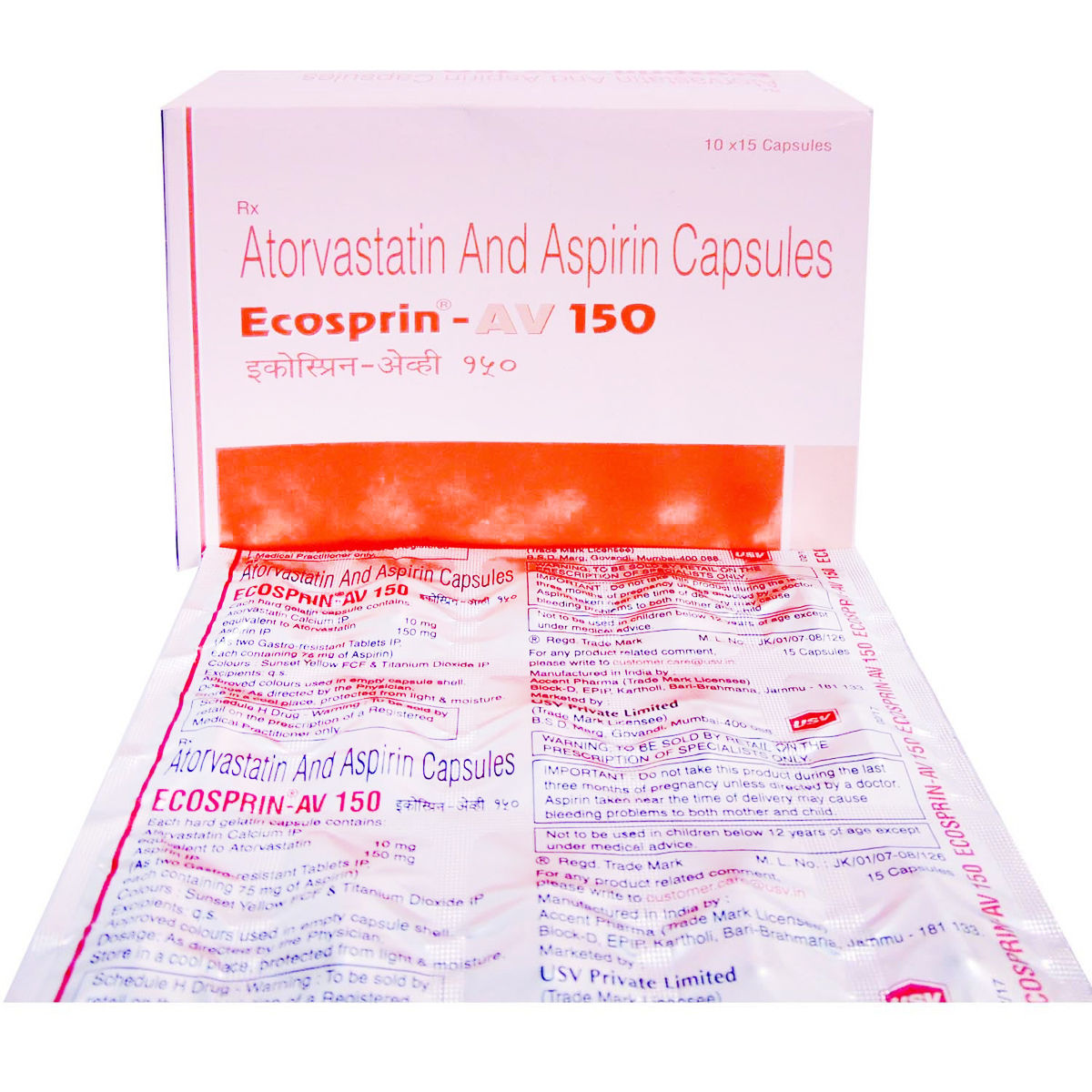 Ecosprin AV 150 Capsule15's Price, Uses, Side Effects, Composition