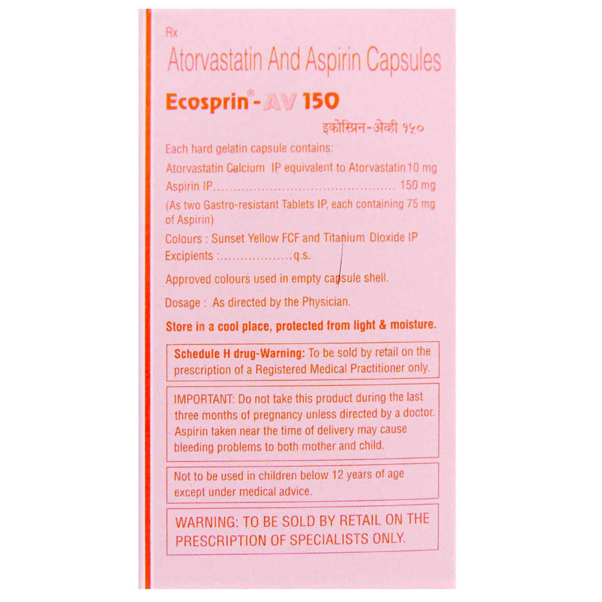 Ecosprin Av 150 Capsule15s Price Uses Side Effects Composition