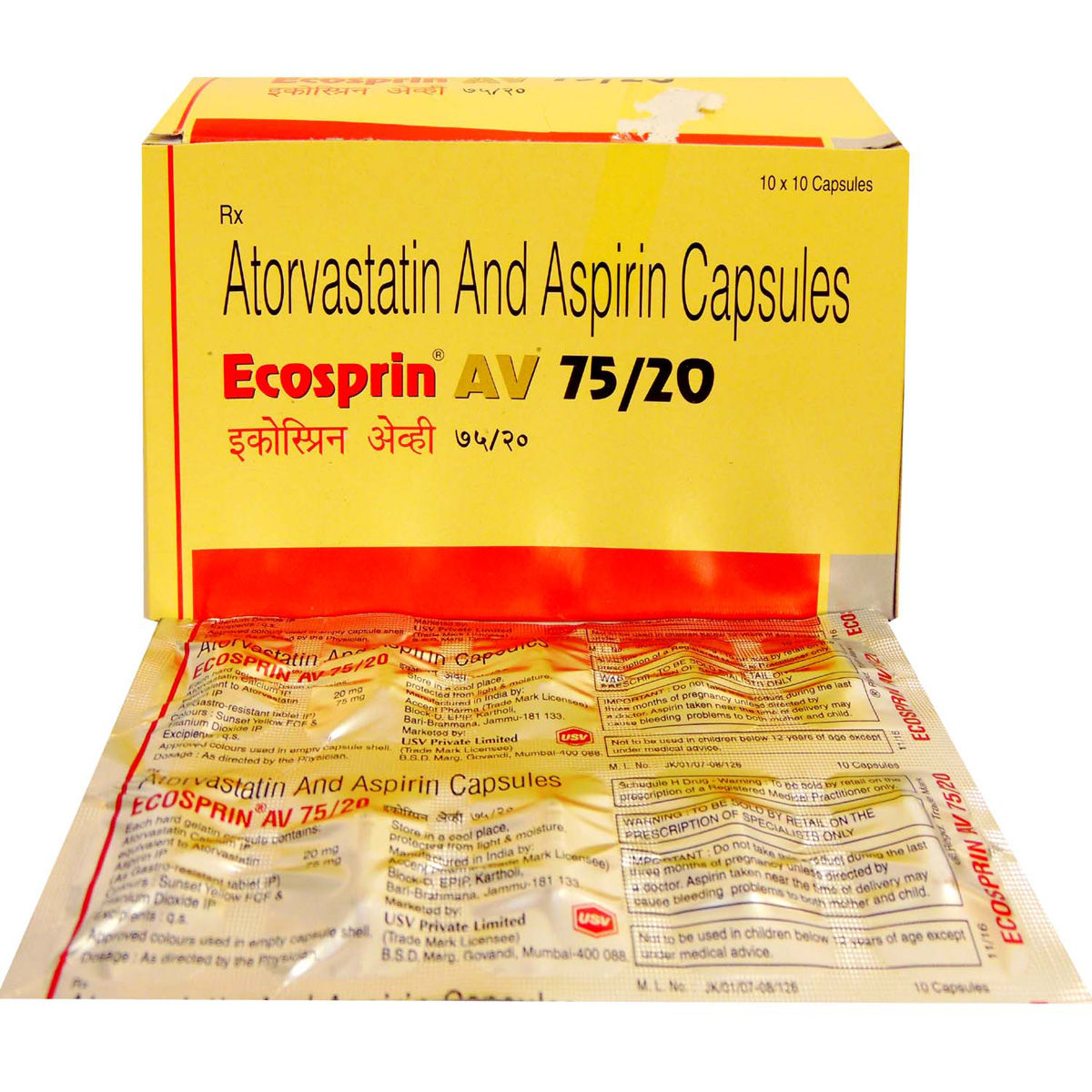 Ecosprin AV 75/20 Capsule 10's, Pack of 10 CAPSULES