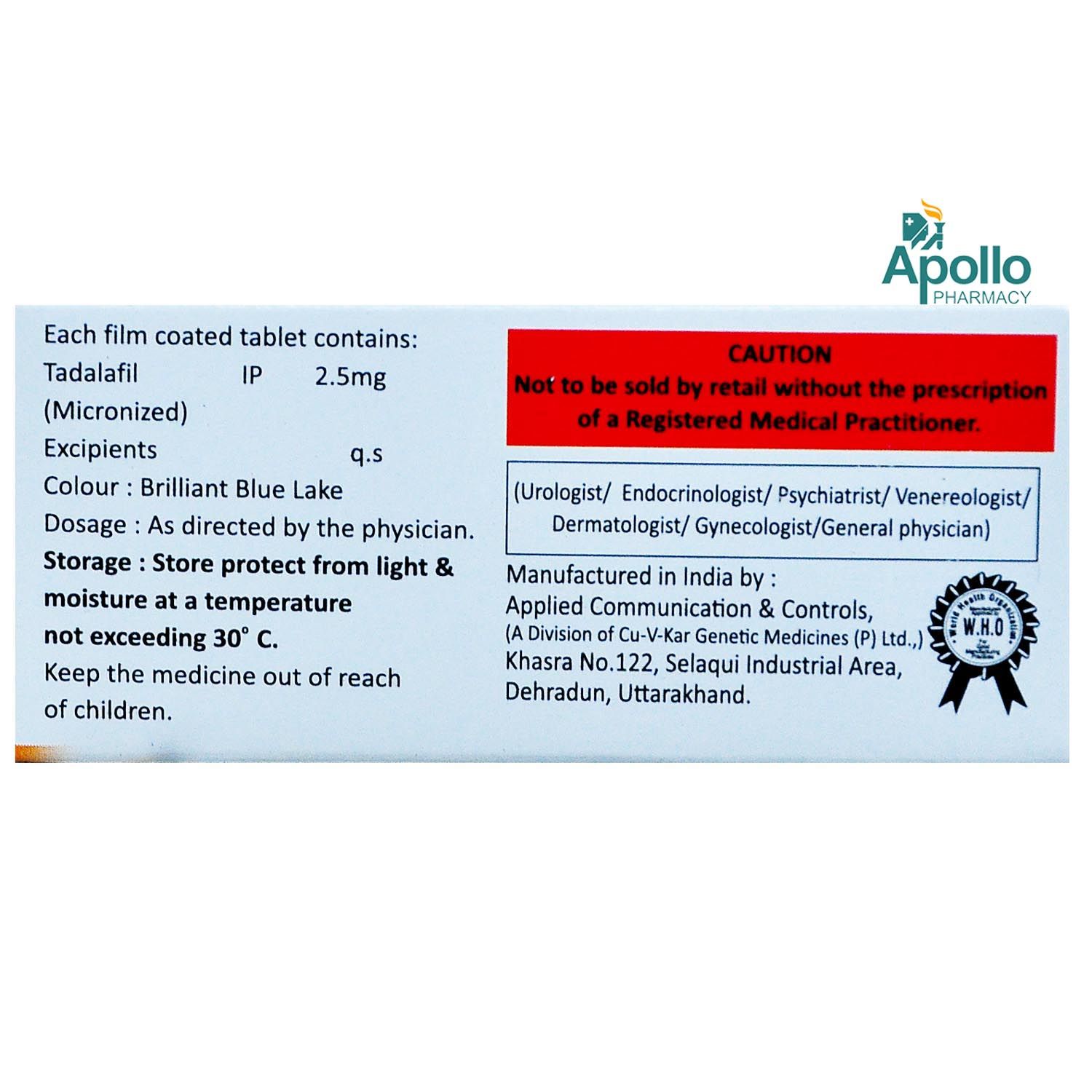 Tadalafil 2.5mg tablets india