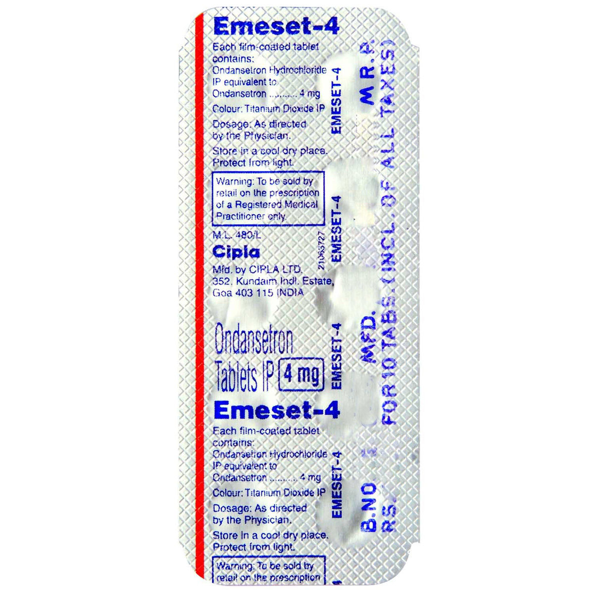 Emeset-4 Tablet 10's Price, Uses, Side Effects, Composition - Apollo ...