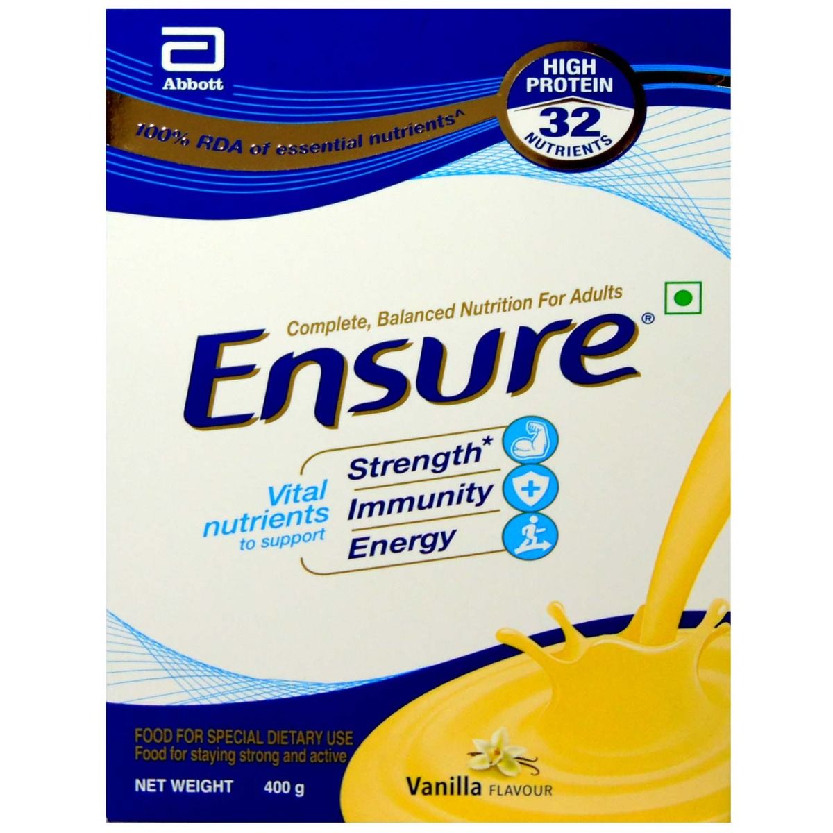 Ensure Vanilla Flavoured Powder, 400 gm Refill Pack, Pack of 1 