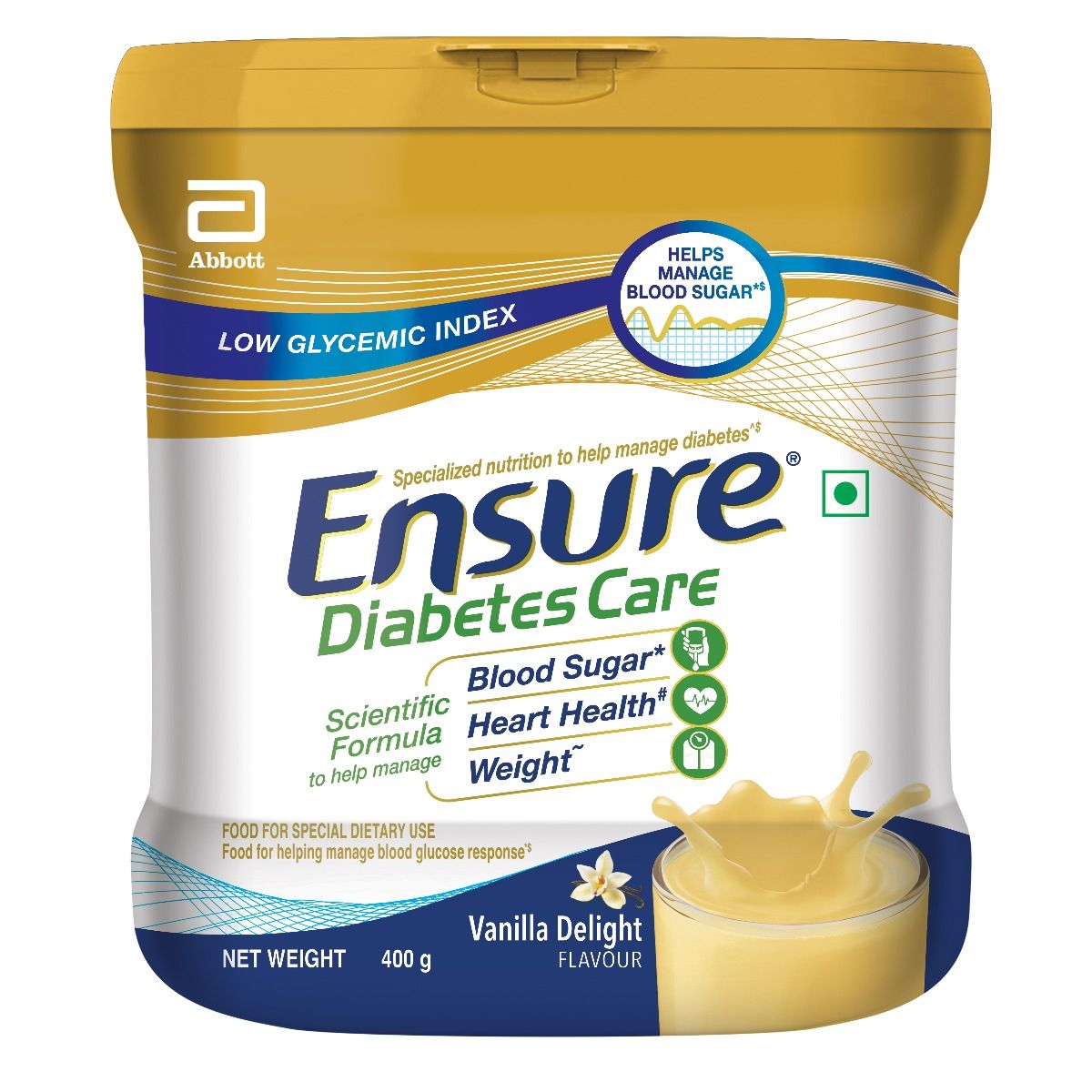 Ensure Vanilla Delight Flavoured Diabetes Care Powder, 400 gm Jar, Pack of 1 