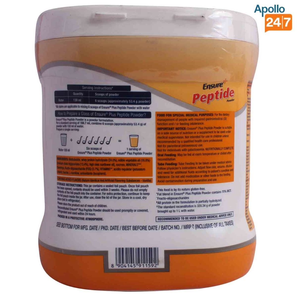 Ensure Plus Peptide Vanilla Flavour Powder, 400 gm, Pack of 1 