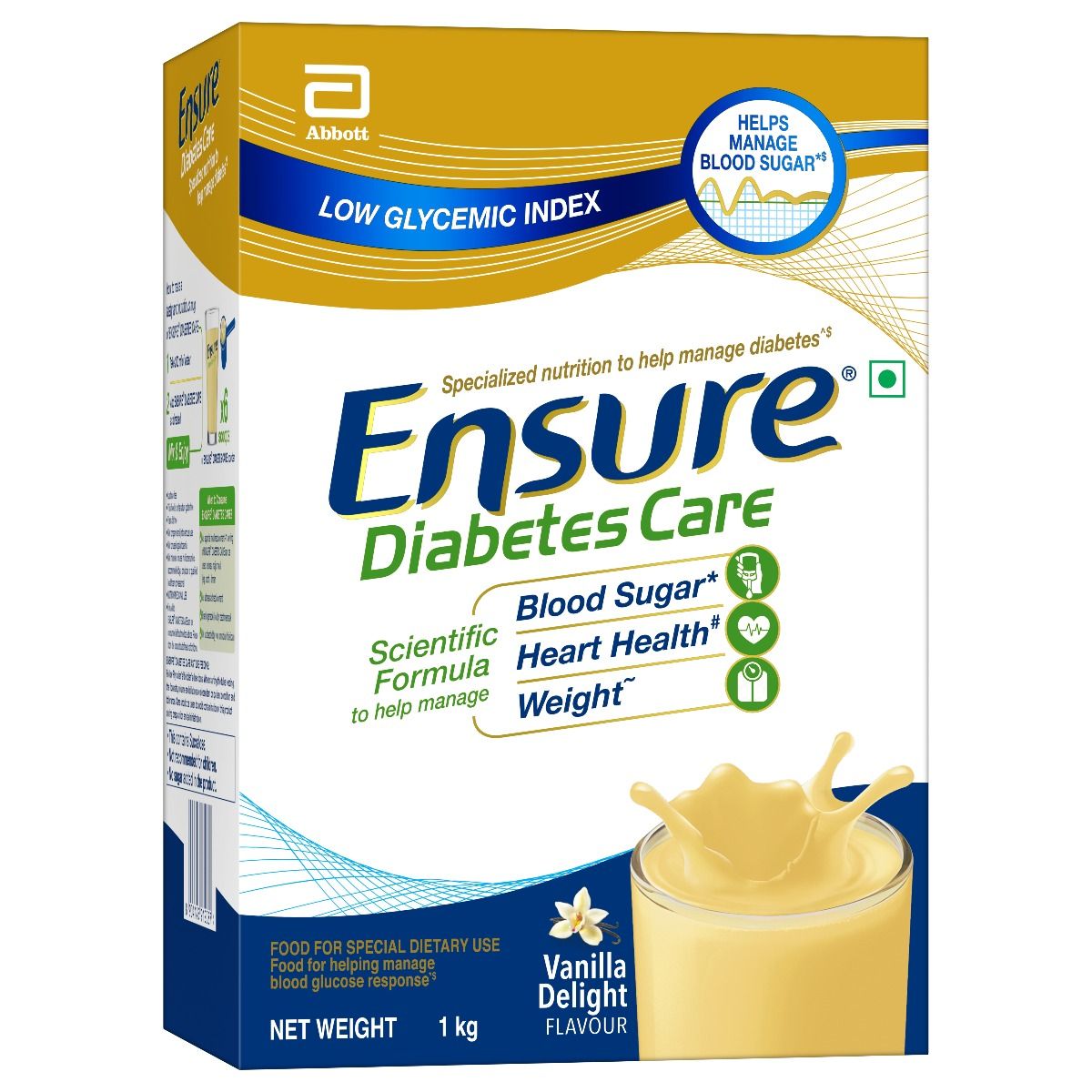 Buy Ensure Diabetes Care Vanilla Delight Flavour Powder, 1 kg (2 x 500 gm) Refill Pack Online