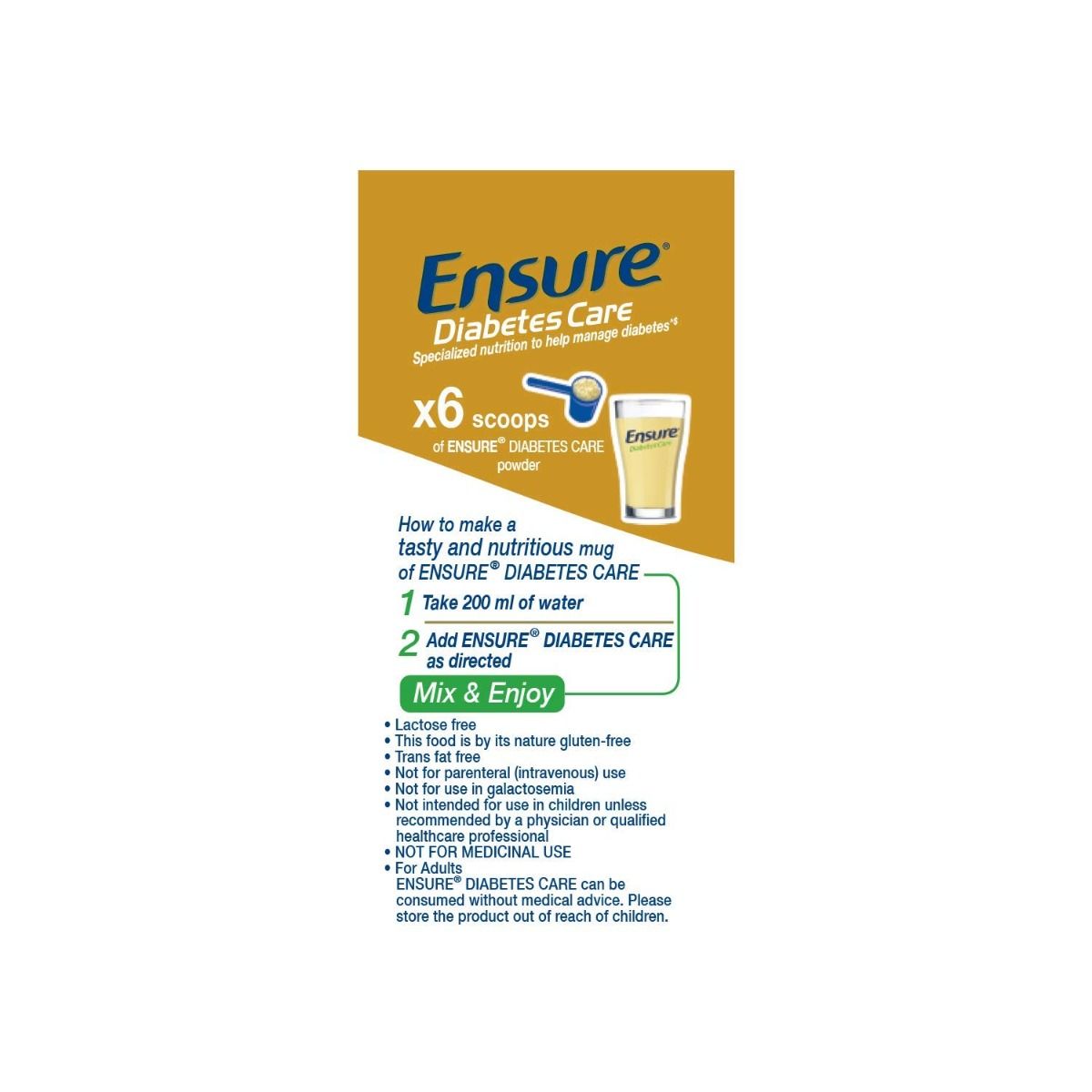 Ensure Diabetes Care Chocolate Flavour Powder, 400 gm Refill Pack, Pack of 1 