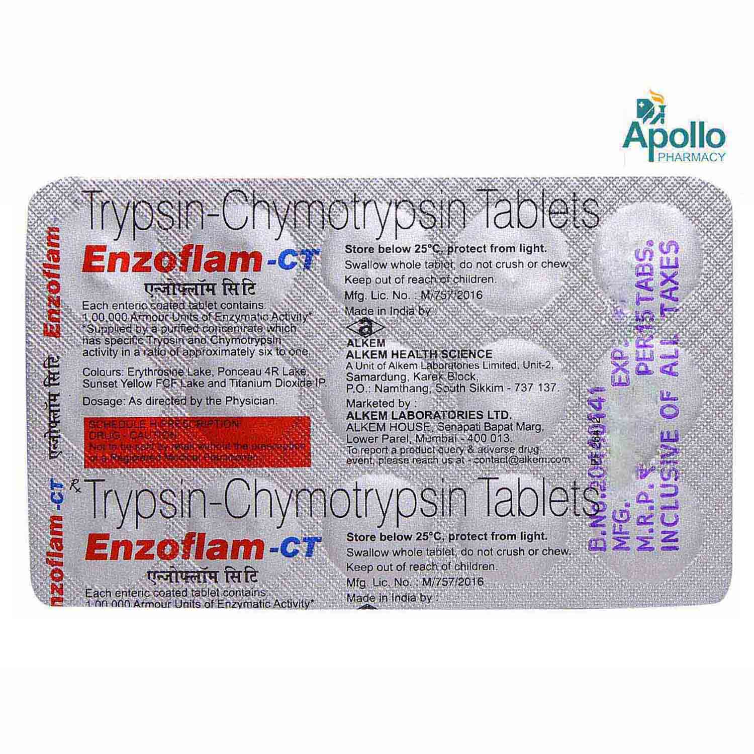 EnzoflamCT Tablet 15's Price, Uses, Side Effects, Composition Apollo