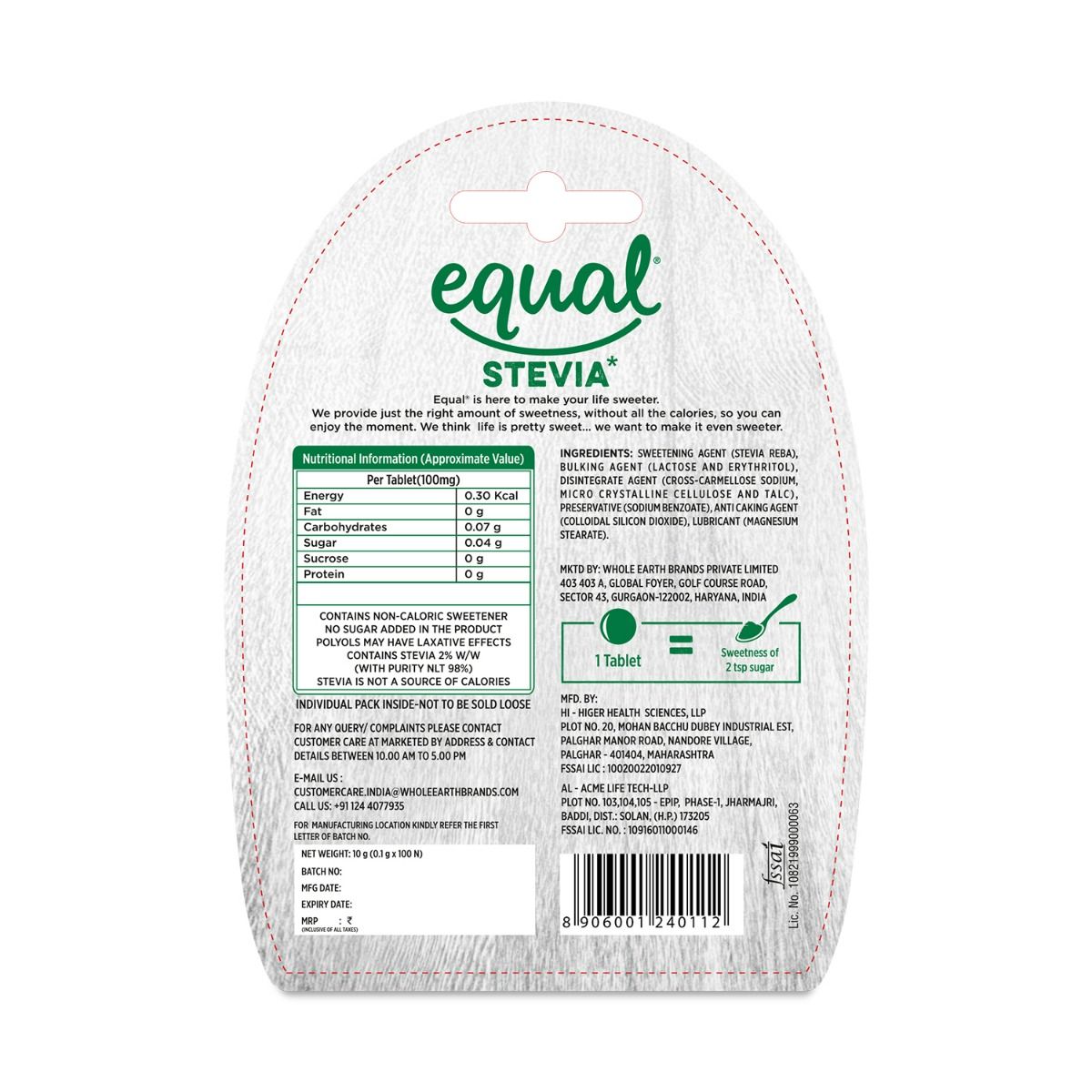 Equal Stevia Natural Sweetener, 100 Tablets Price, Uses, Side Effects