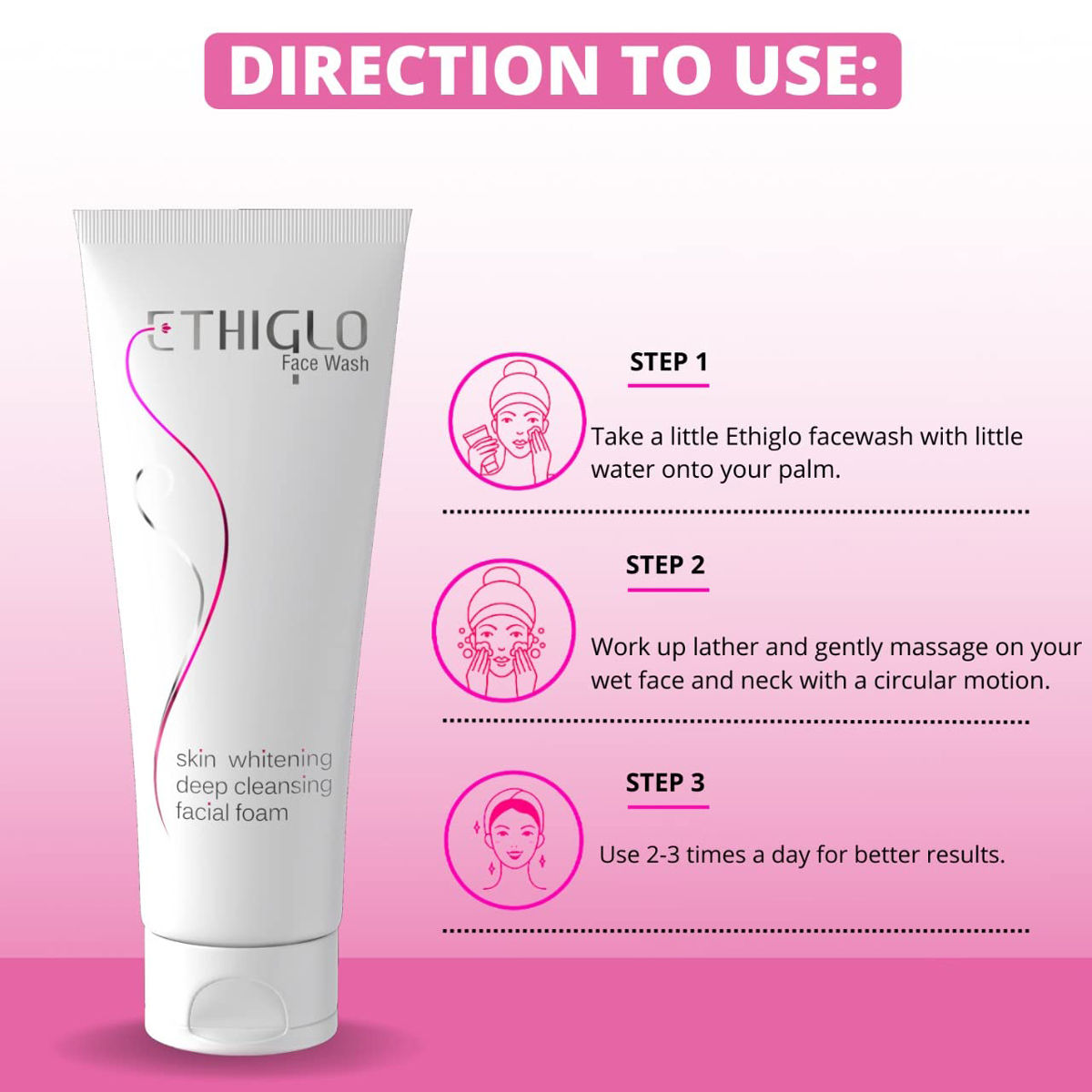 Ethiglo Skin Whitening Deep Cleansing Facial Foam Face Wash, 70 ml, Pack of 1 