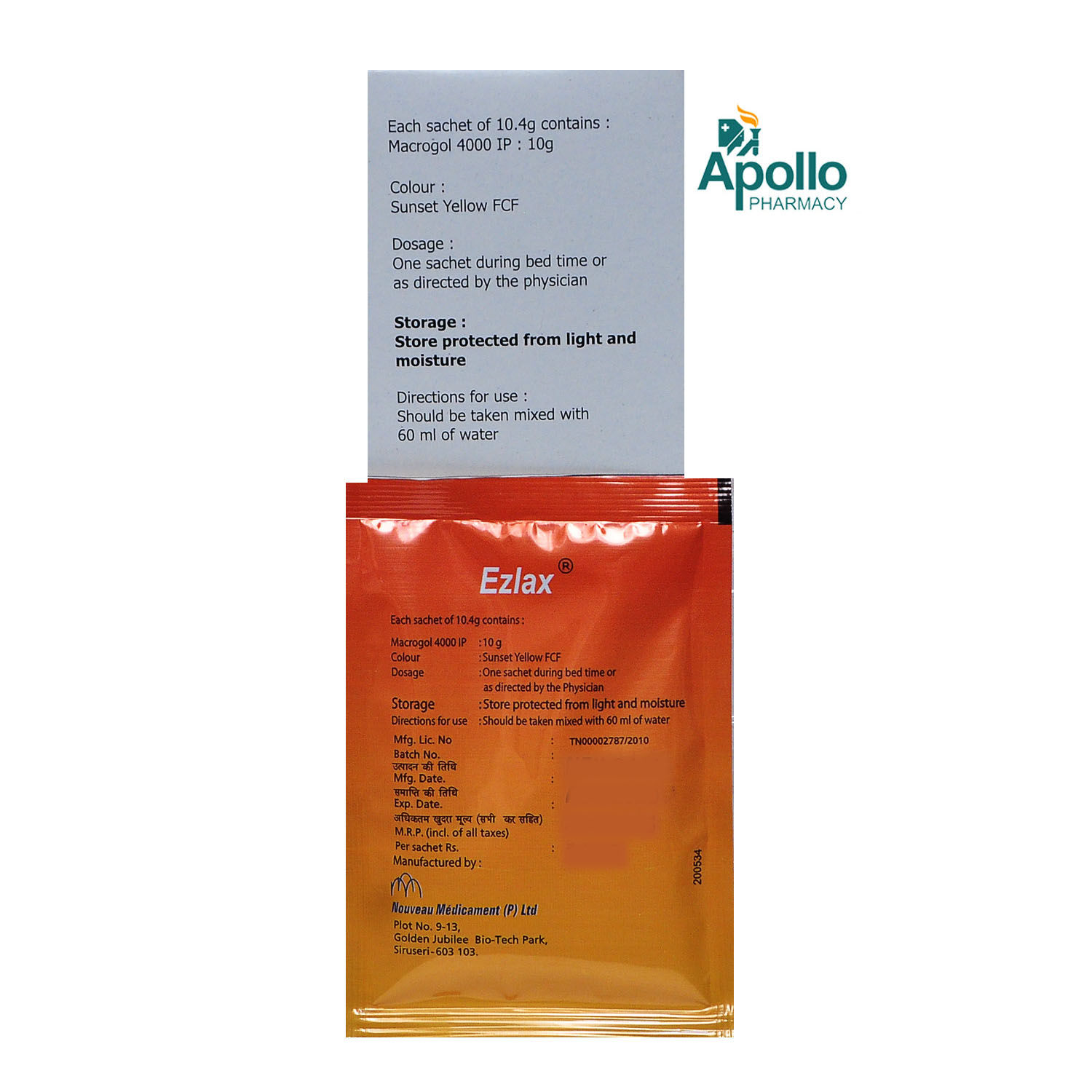 EZLAX SACHET 10.4GM Price, Uses, Side Effects, Composition - Apollo