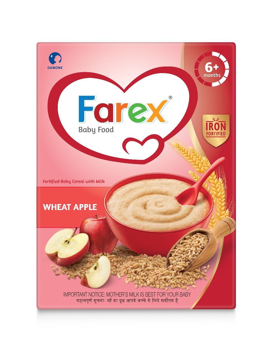 Farex Wheat Apple Baby Cereal 6+ Months, 300 gm Refill Pack, Pack of 1 