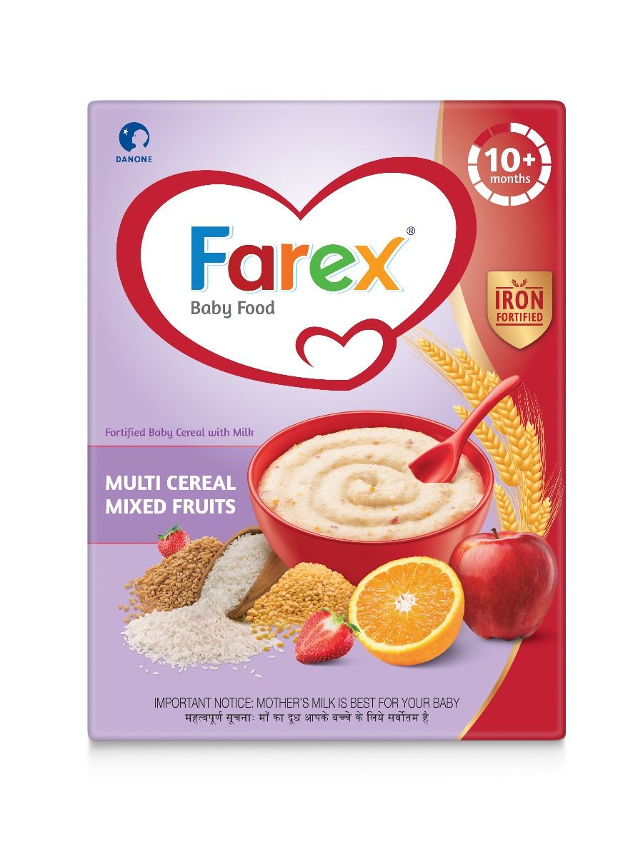 Farex Multi Cereal Mixed Fruits Baby Cereal 10+ Months, 300 gm Refill Pack, Pack of 1 