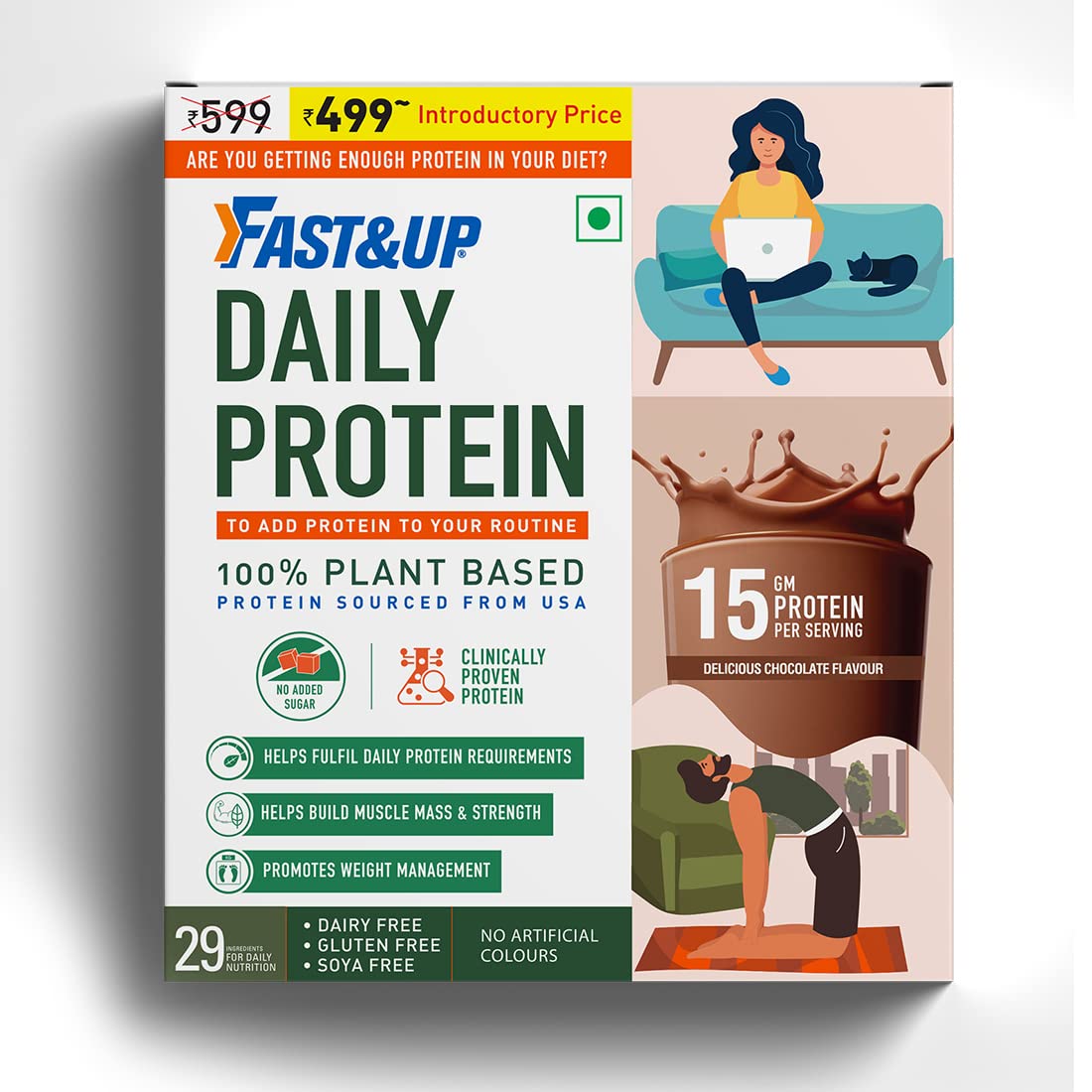 Fast&Up Daily Protein Delicious Chocolate Flavour Powder, 150 gm Price