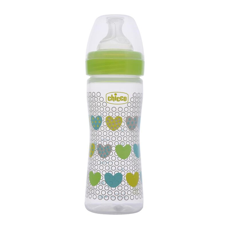 Chicco Well-Being Green Feeding Bottle, 250 ml, Pack of 1 