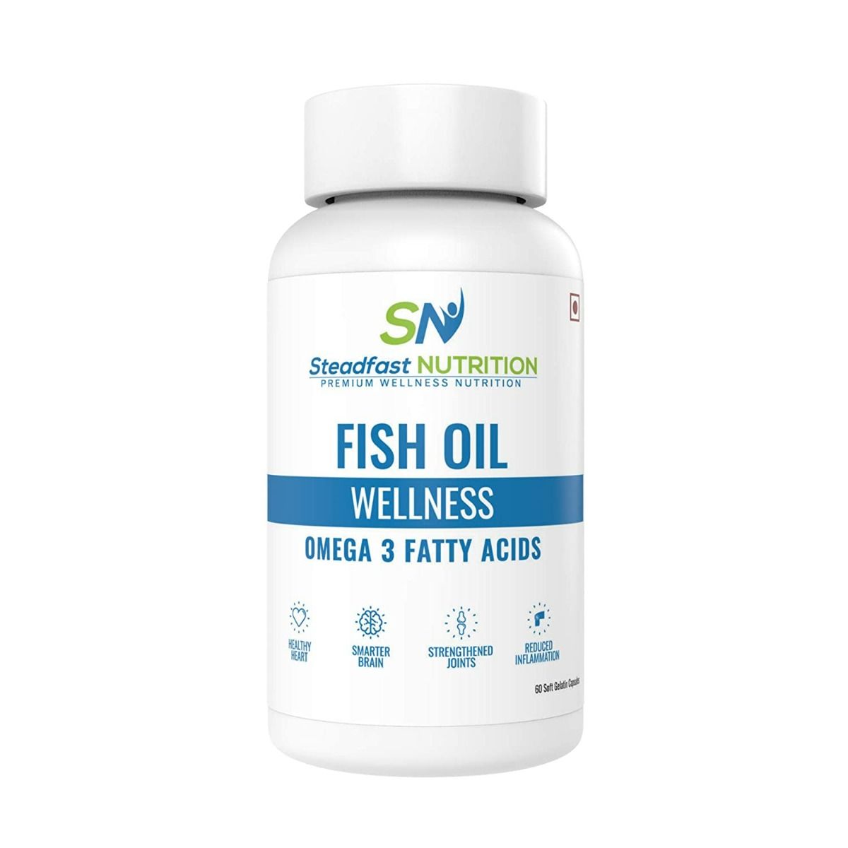 Steadfast Nutrition Fish Oil Wellness Omega 3 Fatty Acids Softgel Capsule, 60 Count, Pack of 1 