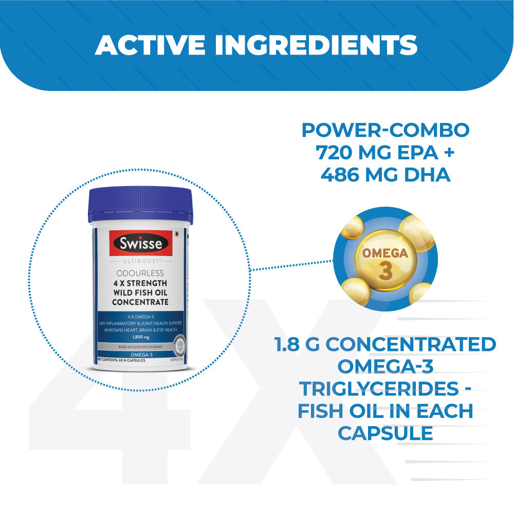 Swisse Ultiboost Odourless 4X Strength Wild Fish Oil Concentrate 1800