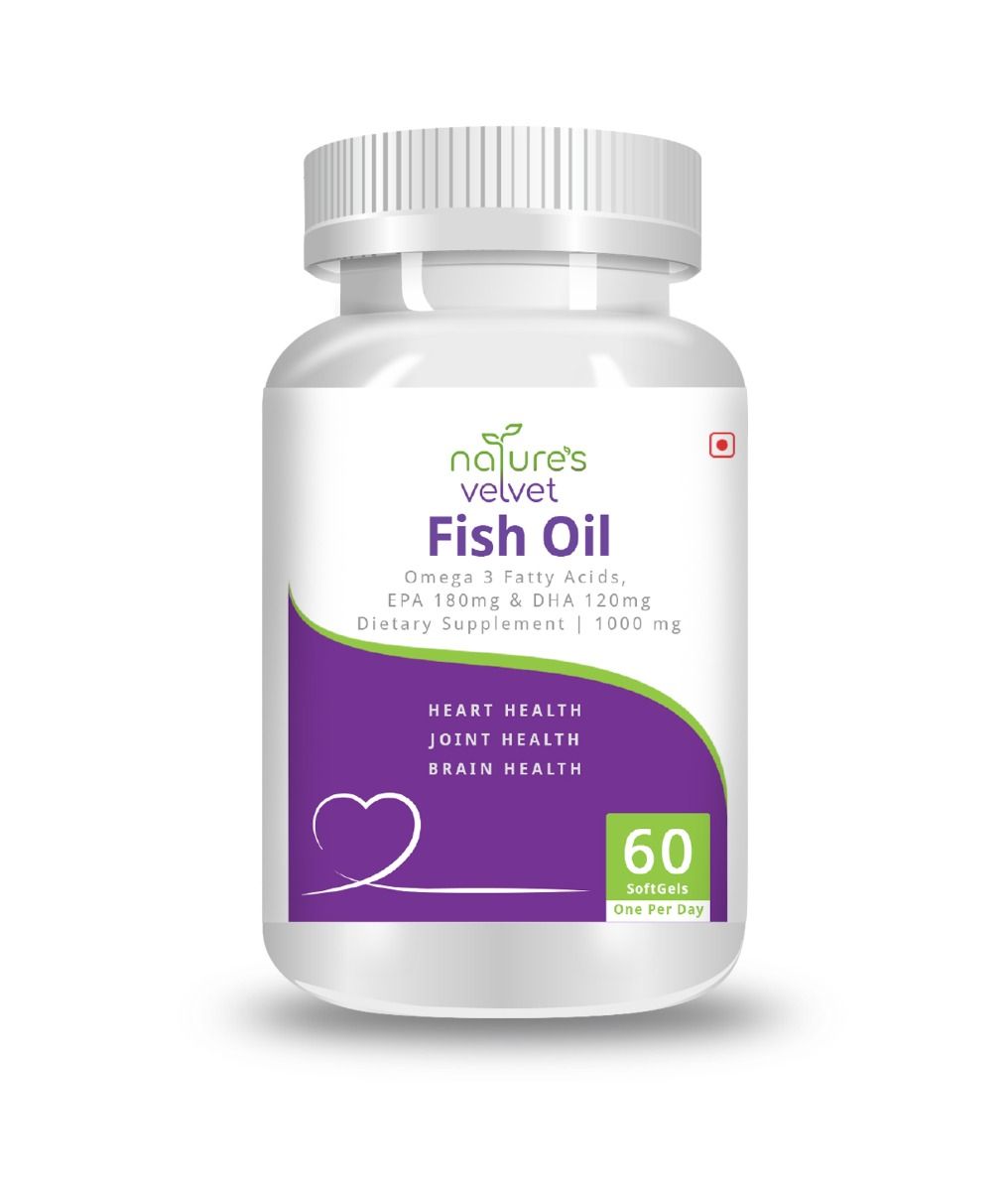 Nature's Velvet Fish Oil Omega 3 1000 mg, 60 Softgels , Pack of 1 