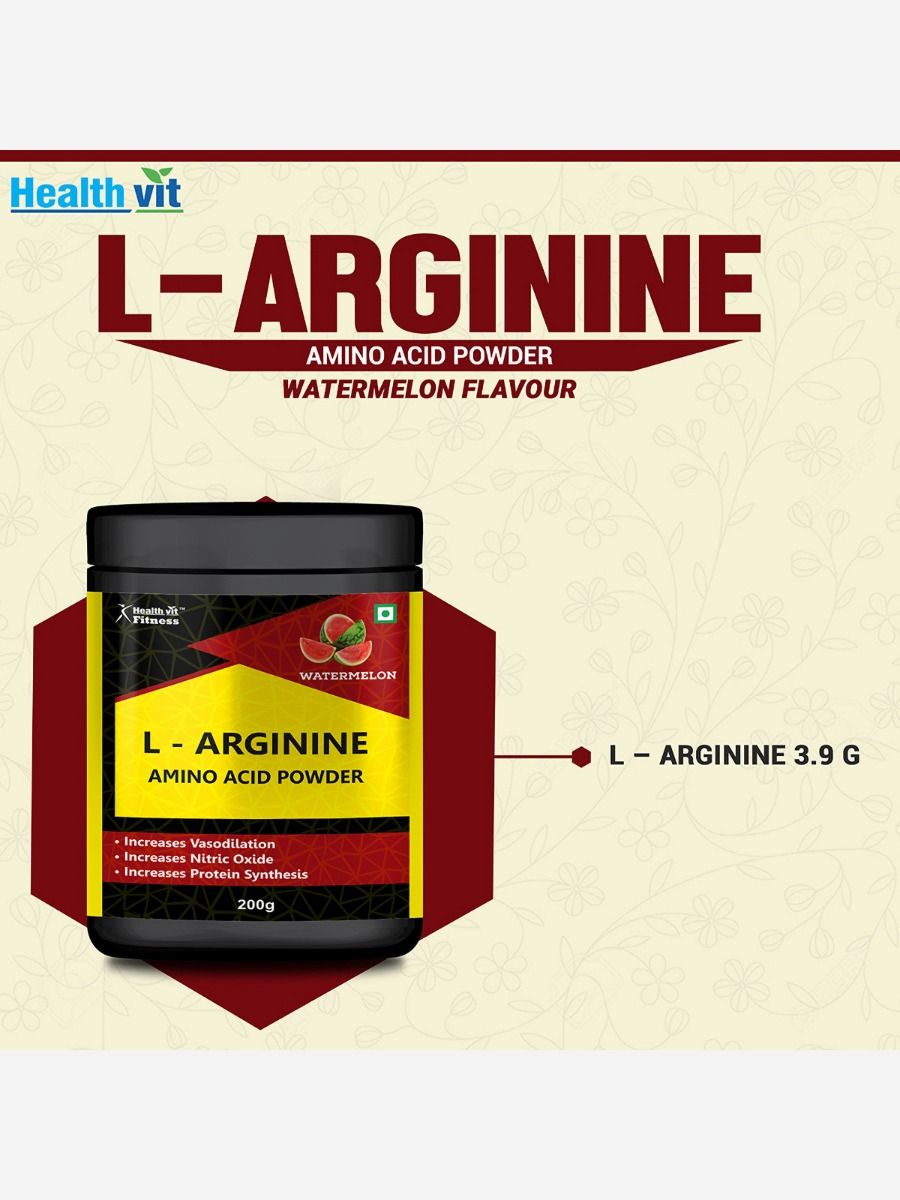 Healthvit L-Arginine Amino acid Watermelon Powder, 200 gm, Pack of 1 