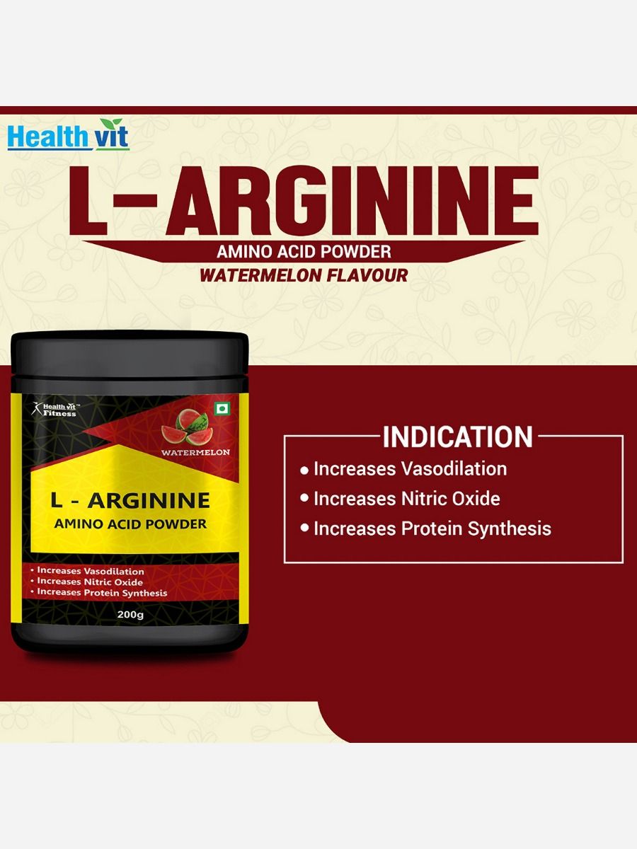 Healthvit L-Arginine Amino acid Watermelon Powder, 200 gm, Pack of 1 
