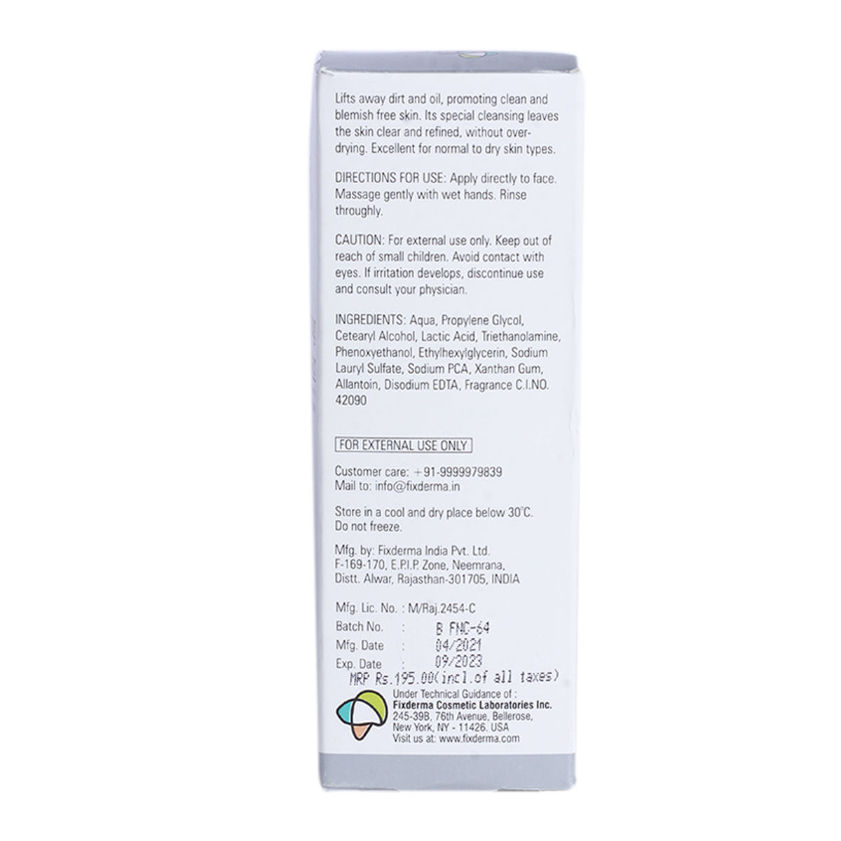Fix Derma Non Drying Cleanser 60 gm, Pack of 1 