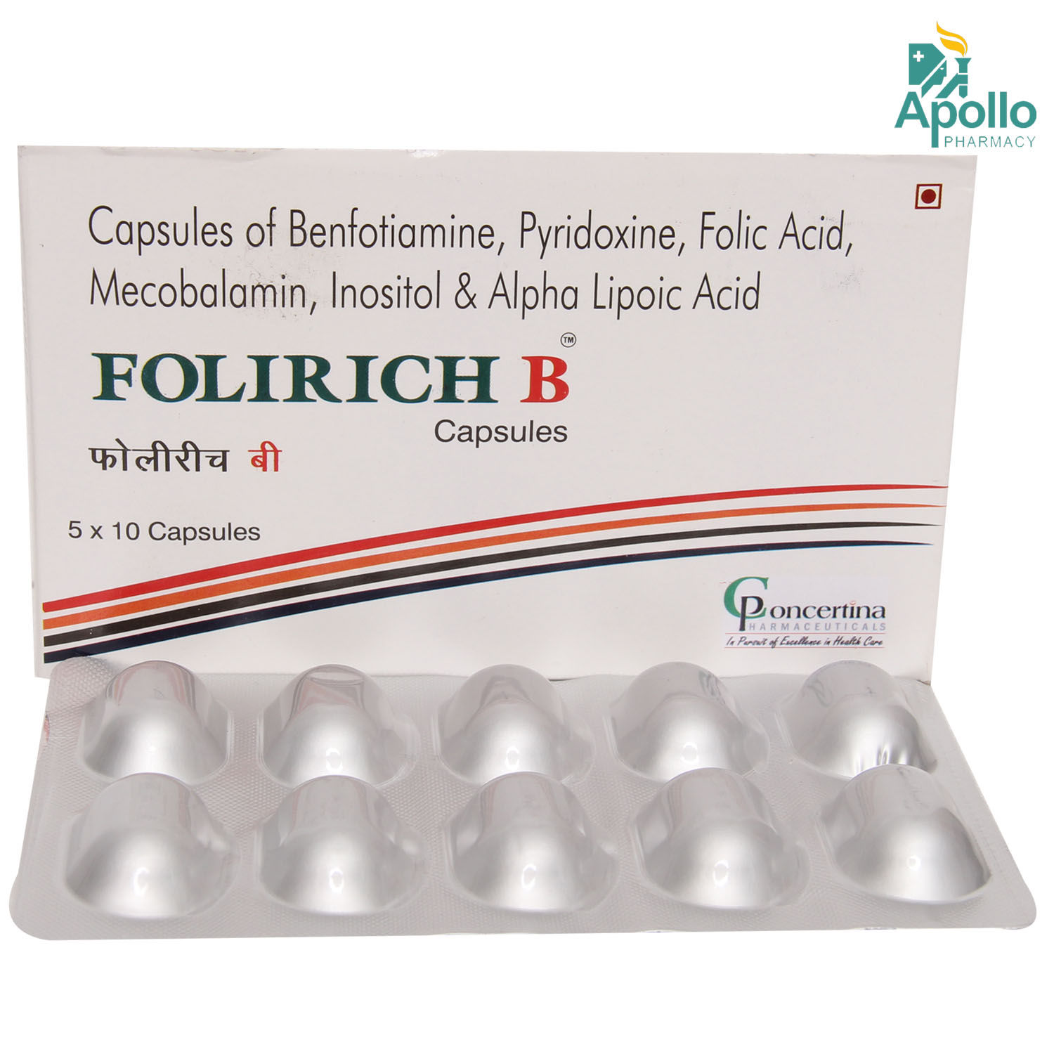 Folirich B Capsule 10's Price, Uses, Side Effects, Composition - Apollo ...