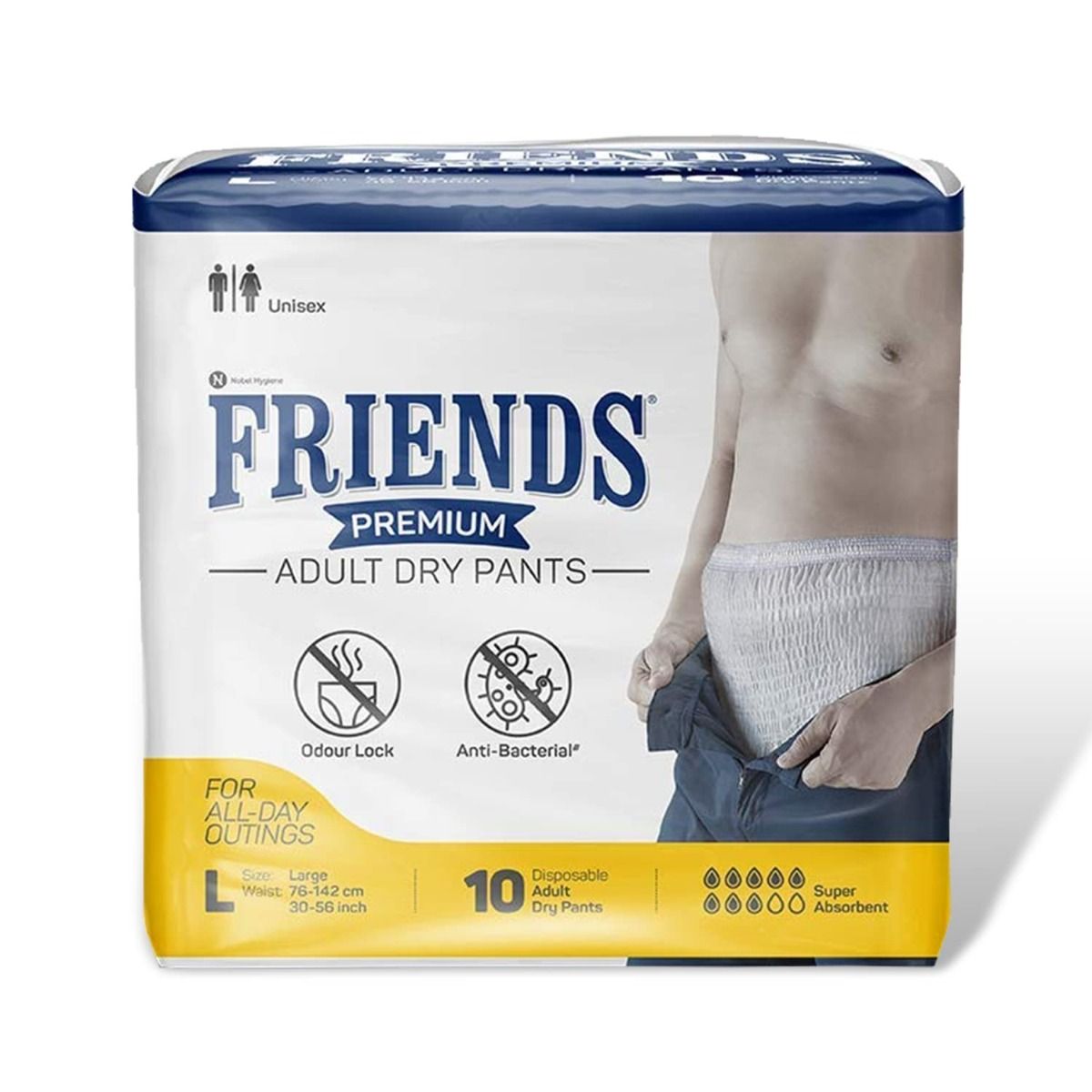 Friends Premium Adult Dry Pants Large, 10 Count, Pack of 1 