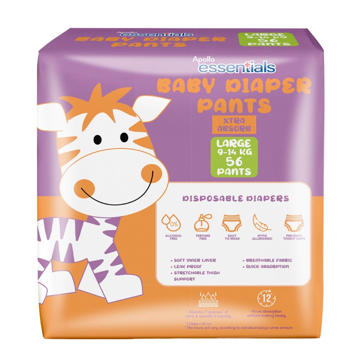 Apollo Essentials Extra Absorb Baby Diaper Pants Large, 56 Count Price