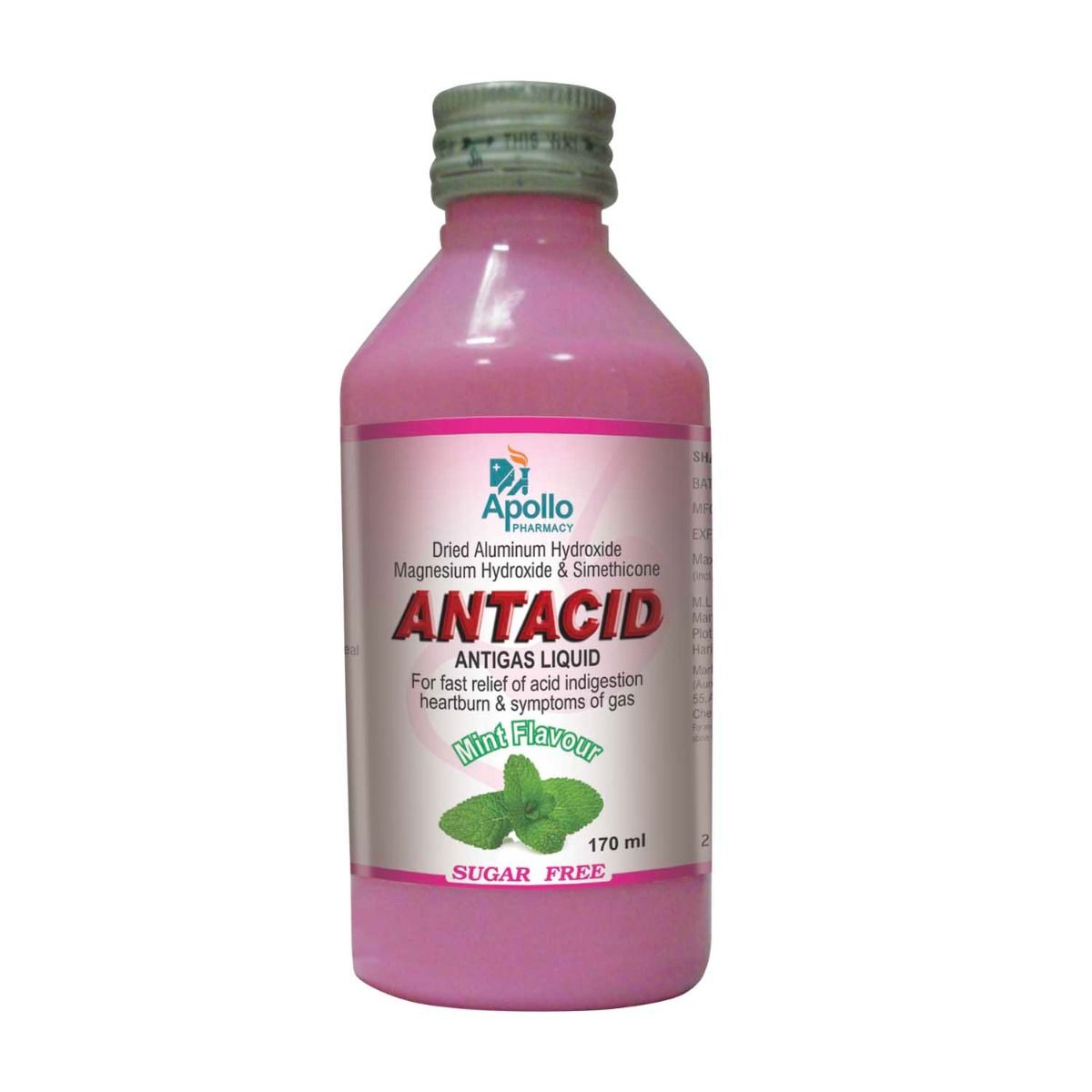 Buy Apollo Pharmacy Antacid Antigas Mint Flavour Liquid, 170 ml Online