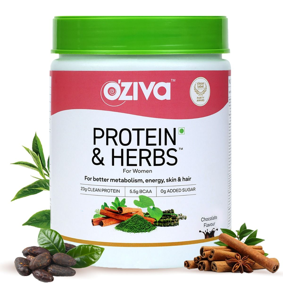 Buy OZiva Protein & Herbs Chocolate Flavour Powder for Women, 500 gm Online