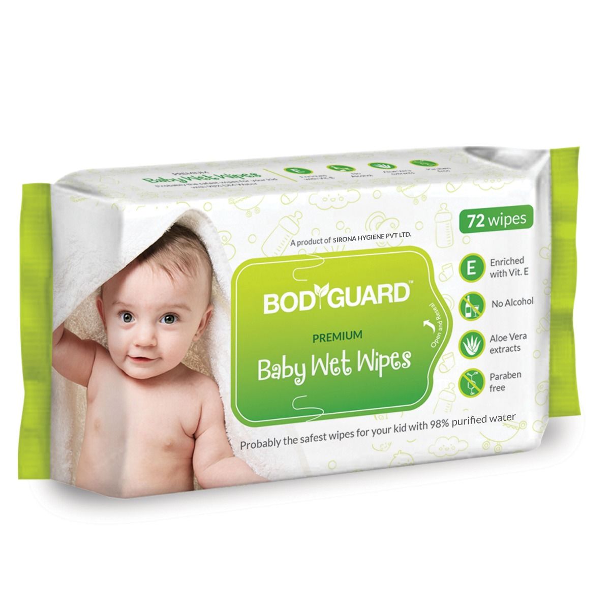 Buy BodyGuard Premium Baby Wet Wipes, 72 Count Online